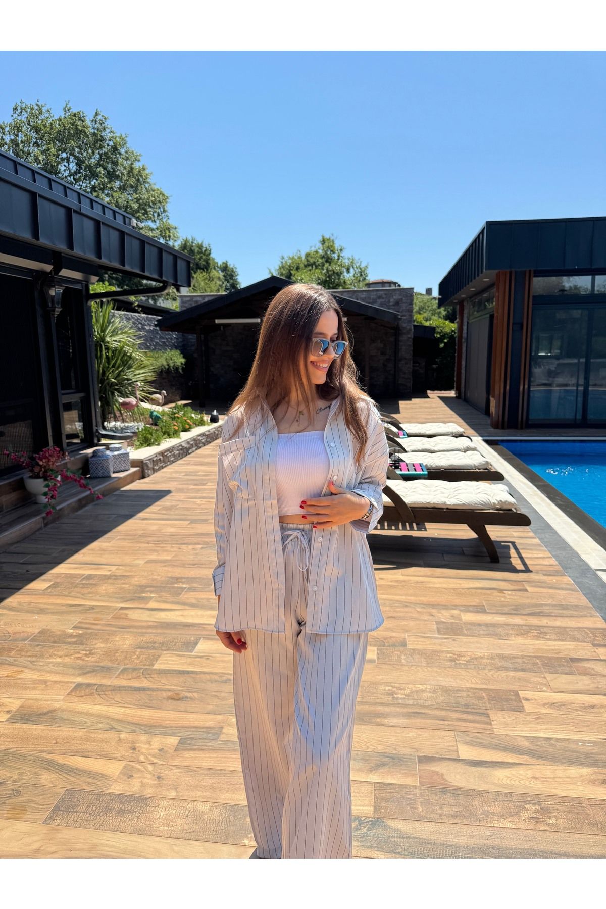 Lidya Collection Çizgili Confort Takım