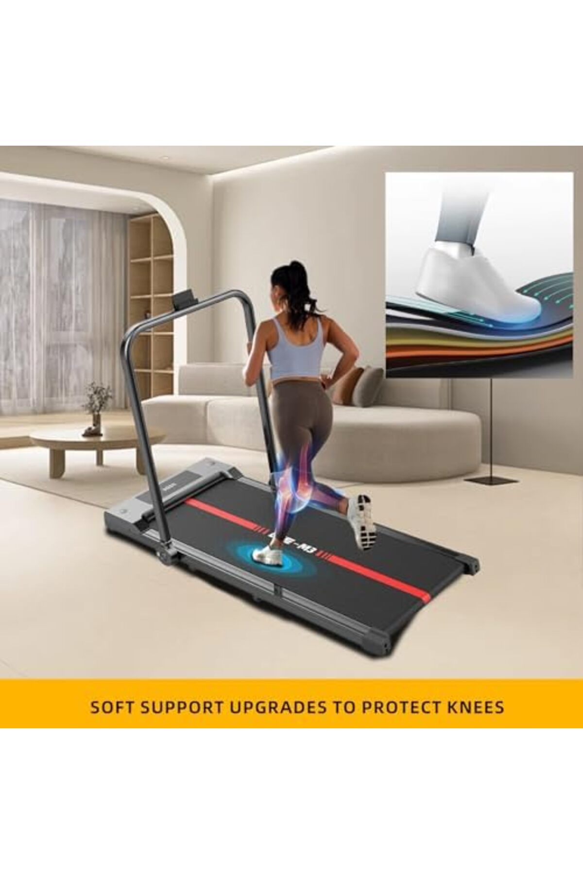 Rovyfota-Under Desk Walking Pad 3 in 1 Folding Treadmill for Home Office, 2.5HP Low-Noise With LED Display 4