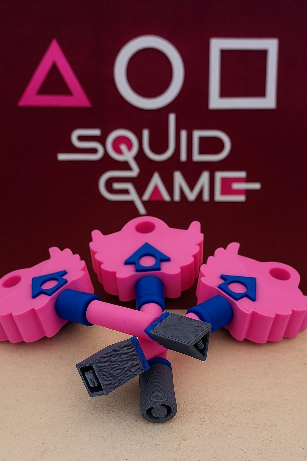 3D Stuff Squid Game 3- Kare Yuvarlak Üçgen Anahtar Seti- 3'lü Set- Saklambaç Oyunu Anahtarları
