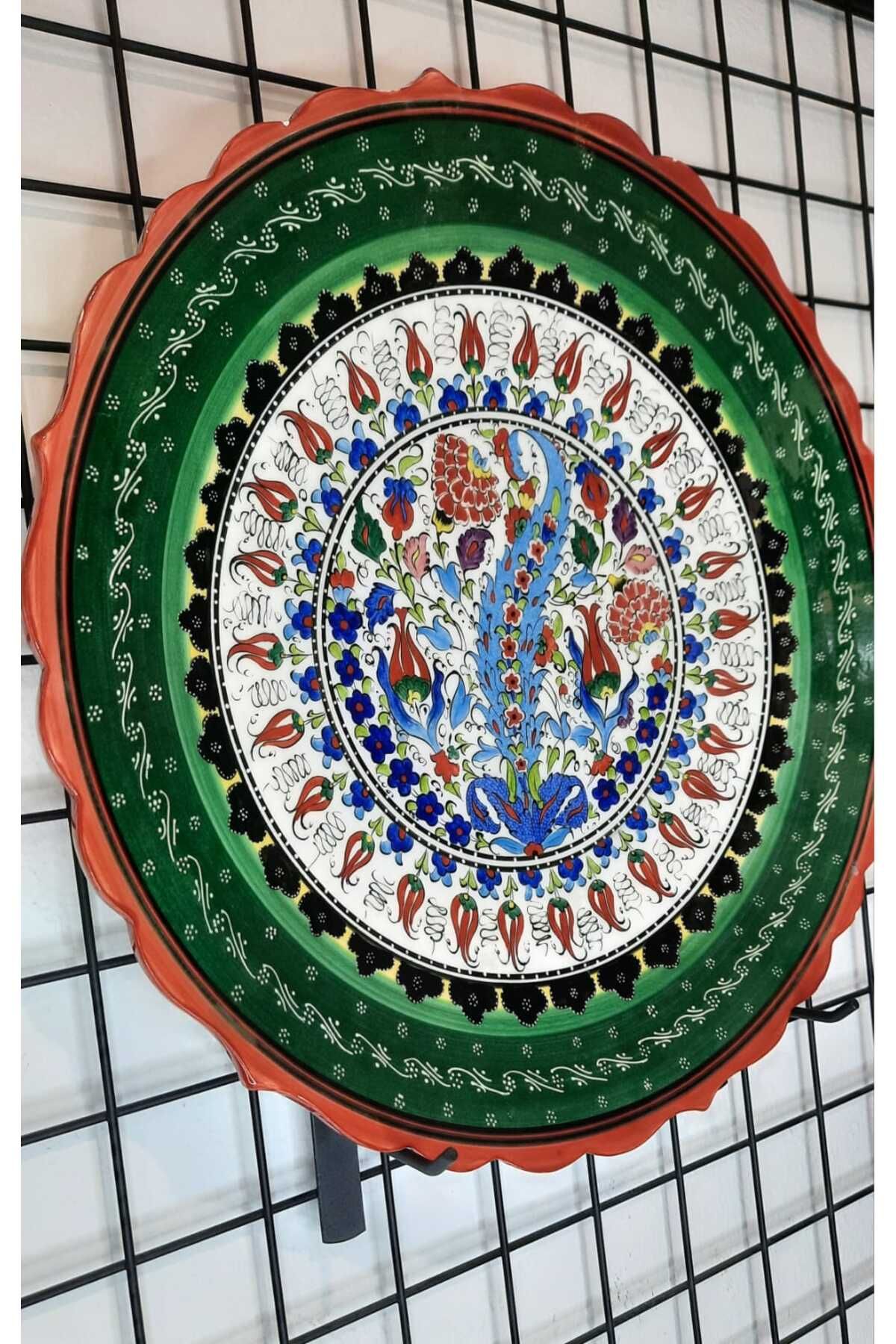 ŞIK VE MUTLU Çini Porselen Lale Motifli 43 cm El Yapımı Tabak