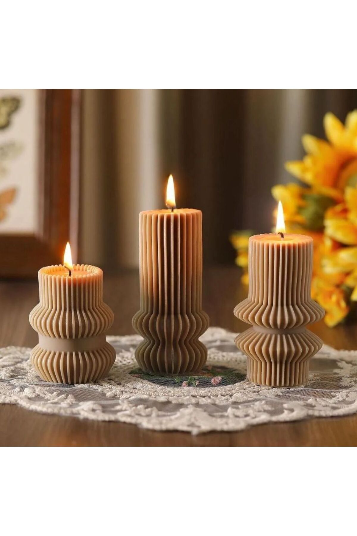 SCA CANDLE Dekoratif mum alti ikili mu 3 Lu Set