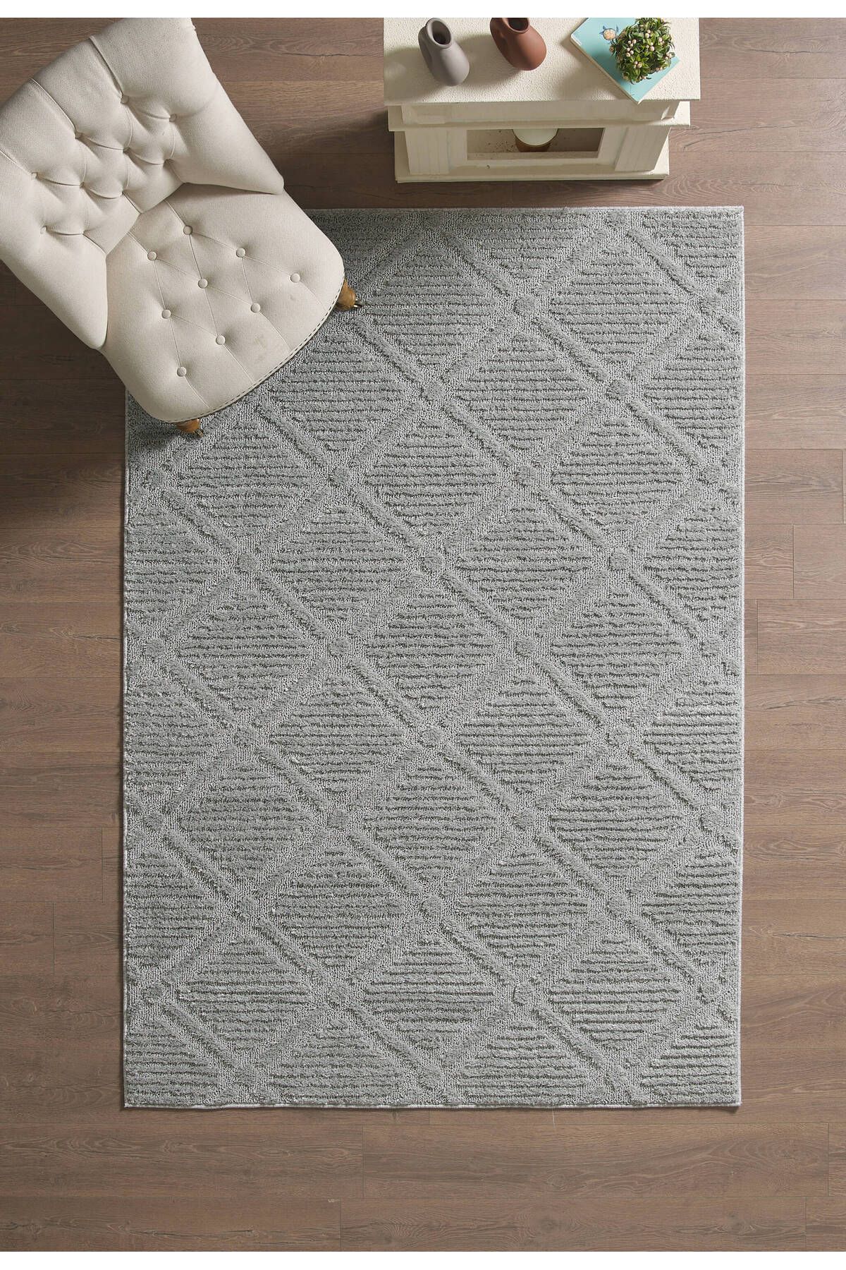 Anaska Home Modern Halı Özel Kesme Halı Salon Halısı Mutfak Halısı Yolluk Kolay Temizlenebilir Halı Gri Halı