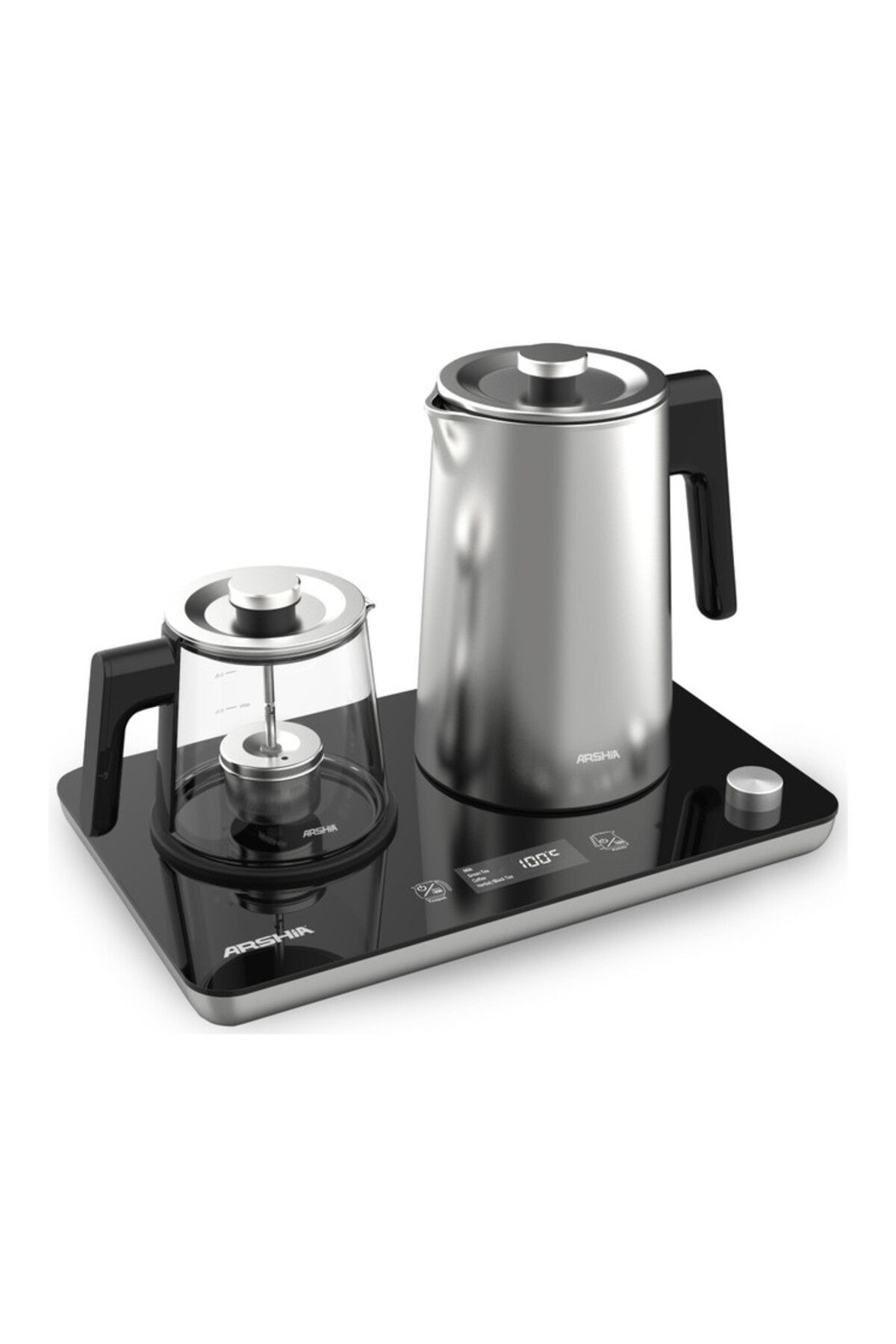 Arshia-T050 Tray Kettle,1.7l Kettle 1l Tea Maker, 800w, Strix Controller, Digital Preset Menu 2