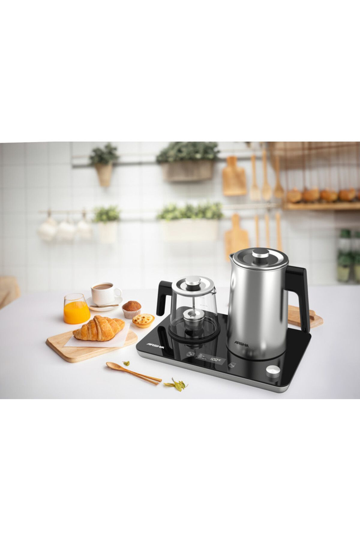 Arshia-T050 Tray Kettle,1.7l Kettle 1l Tea Maker, 800w, Strix Controller, Digital Preset Menu 4