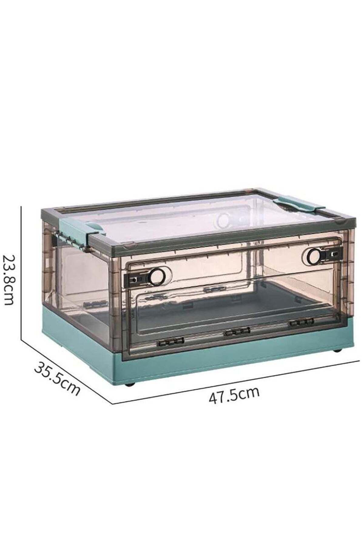 COOYA-2 Pack 40L Clear Folding Storage Boxes, Stackable Organization Cube Box for Home and Office 7