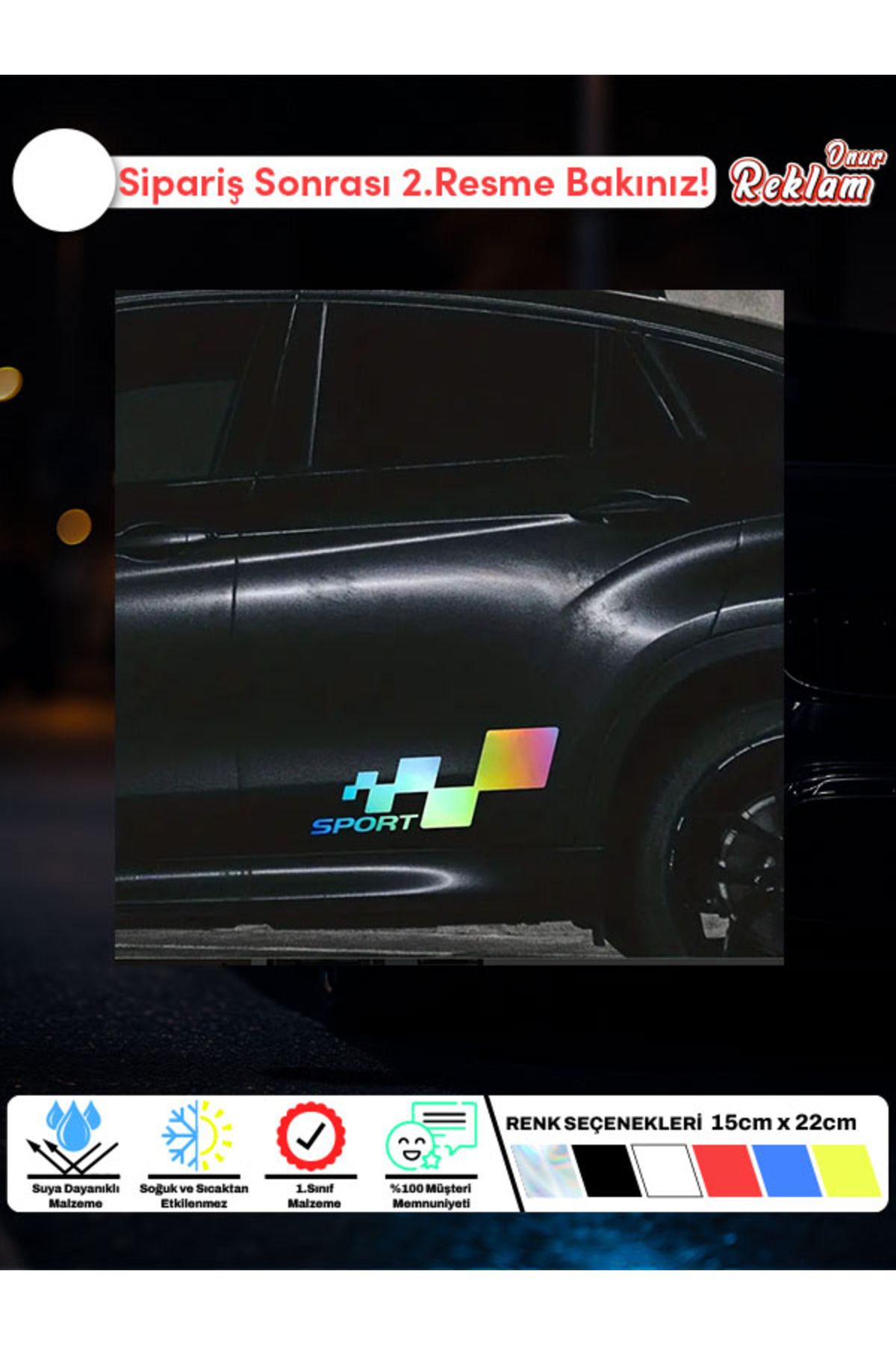 Onur Reklam SPORT Yan Kapı Araba Stickerı – Yarış Temalı Suya Dayanıklı Vinil Çıkartma