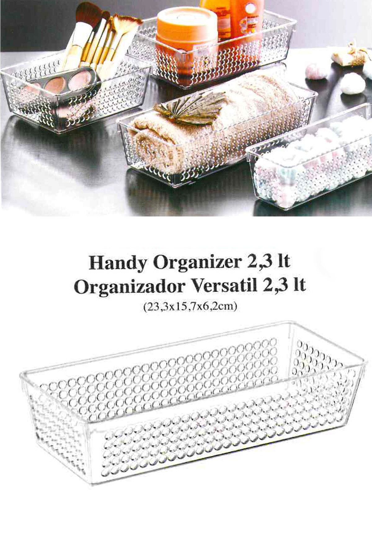 SİHİRLİ AYAKLAR 3'lü Şeffaf Handy Organizer Banyo Mutfak Dolap İçi Makyaj Organizer 2,3lt-1,9lt-1,1lt BPA Free