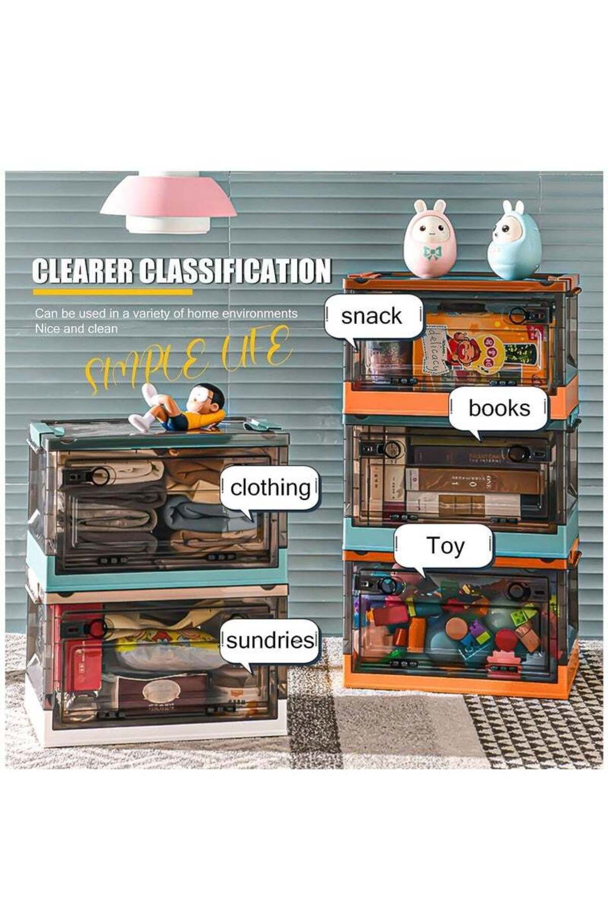 COOYA-2 Pack 40L Clear Folding Storage Boxes, Stackable Organization Cube Box for Home and Office 3