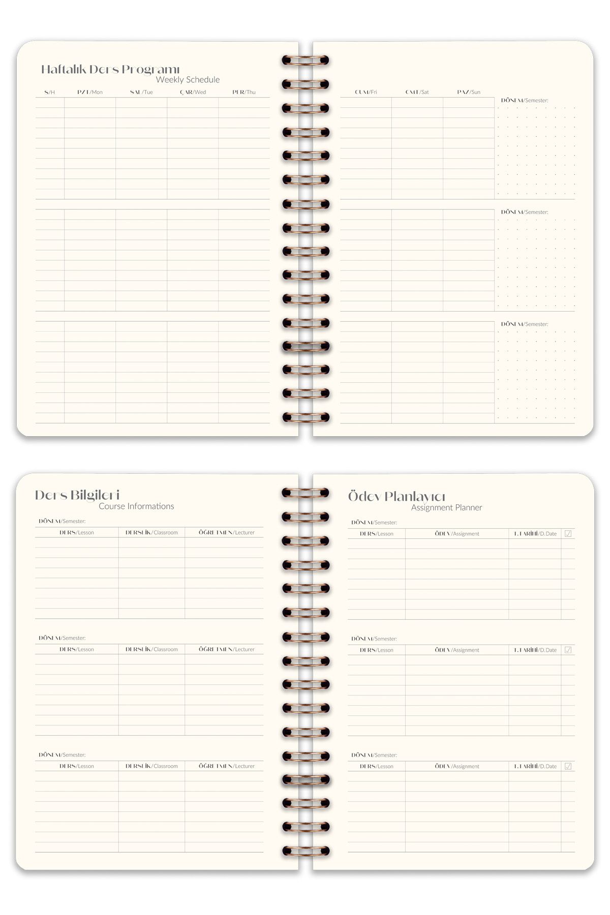Matt Notebook-Академичен дневен ред А5, ленен, спирала, 15x21 см - 17 месеца, кафяв 8
