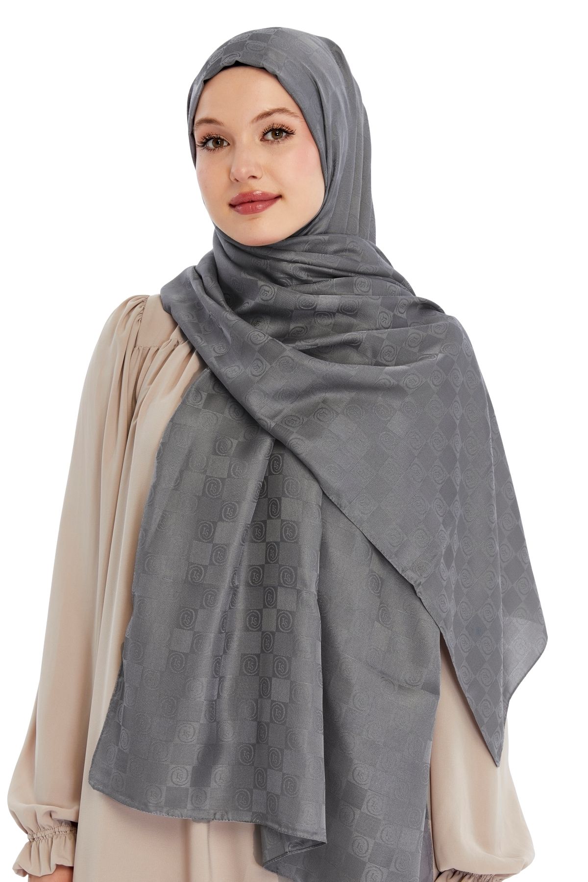 Altobeh-Monogram Checkerboard Pattern Shawl - Smoked 5