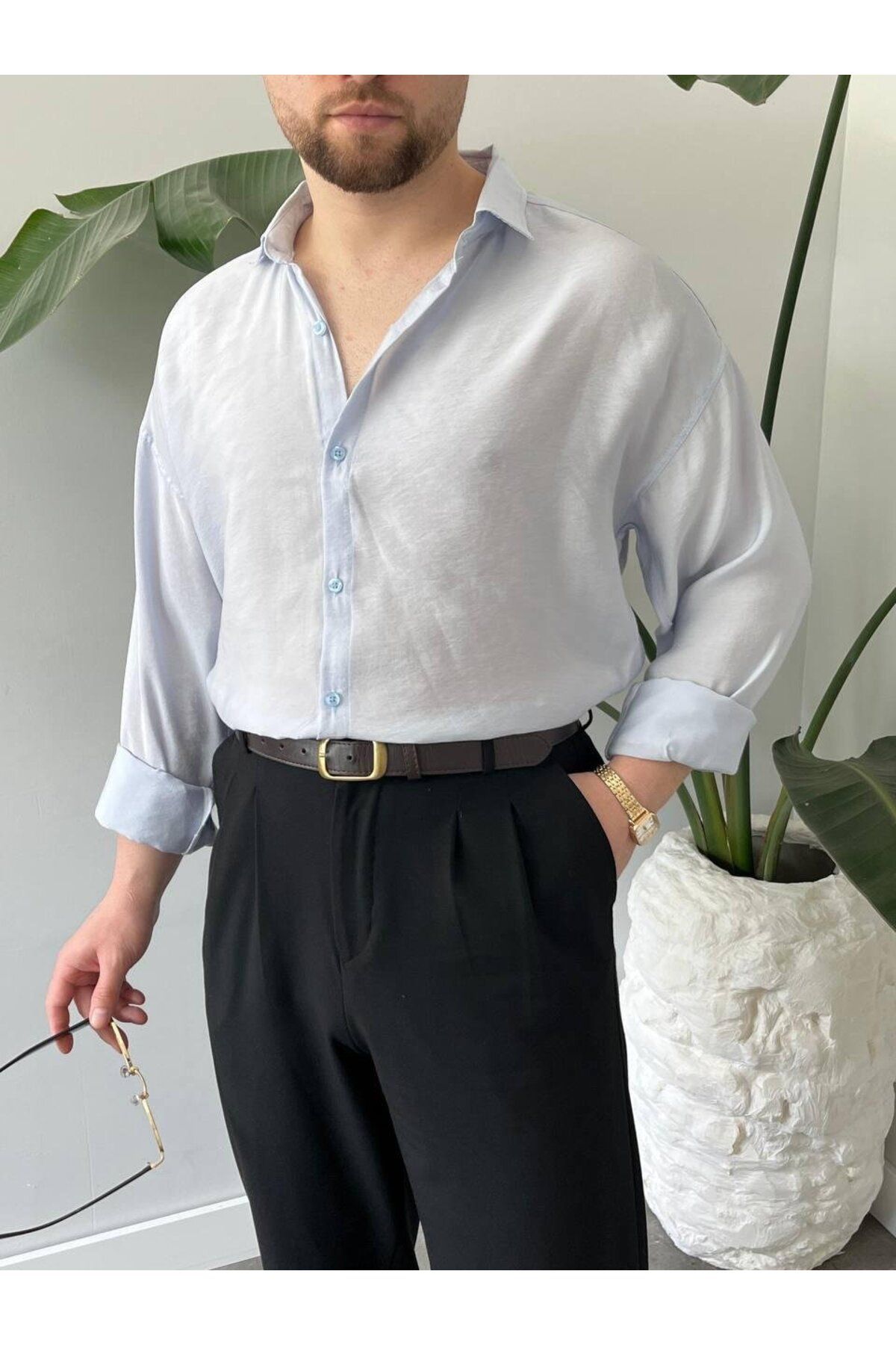 MODA L Bebe Mavi Oversize Gömlek