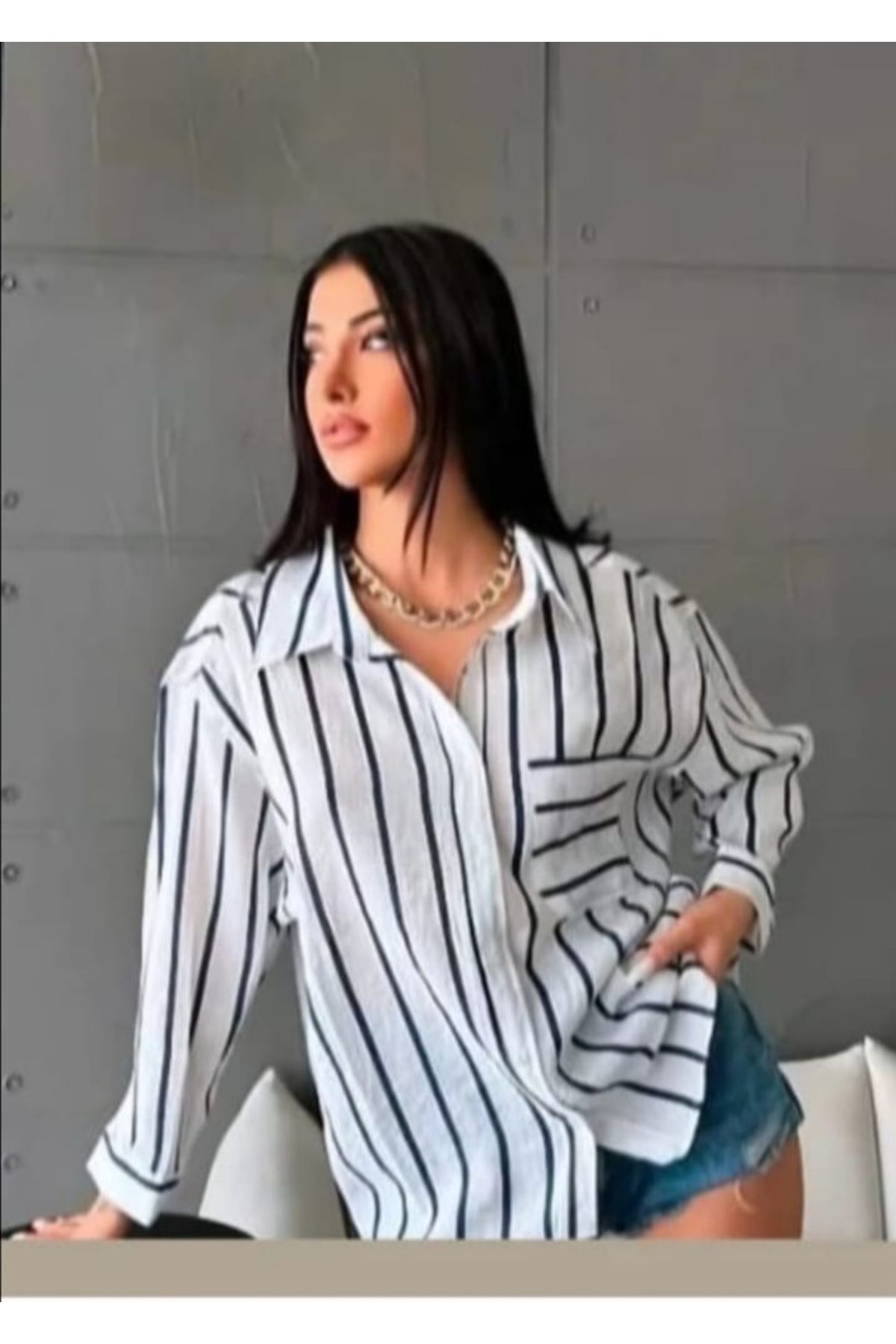 MiraTekstilÜrünleri Çizgili Cepli Gomlek