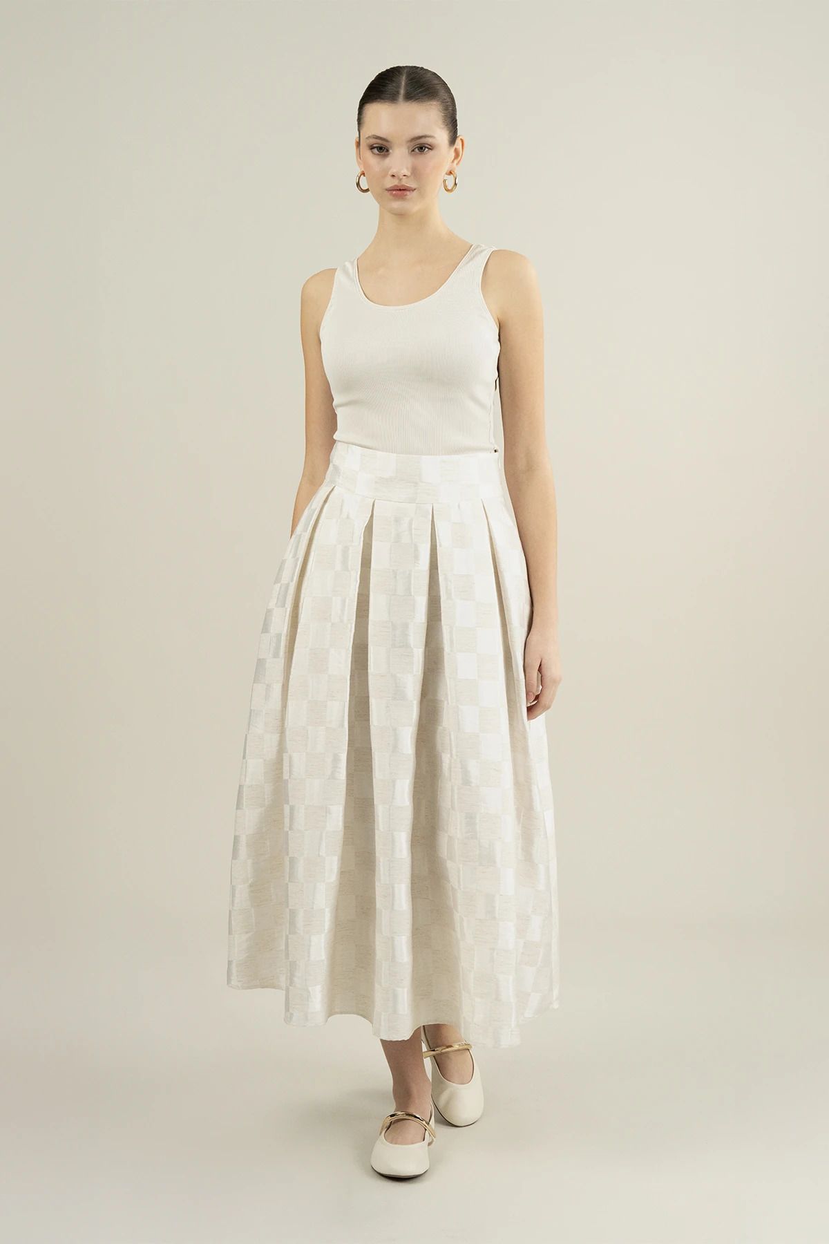 IDYL DAMA DESEN PİLELİ ETEK