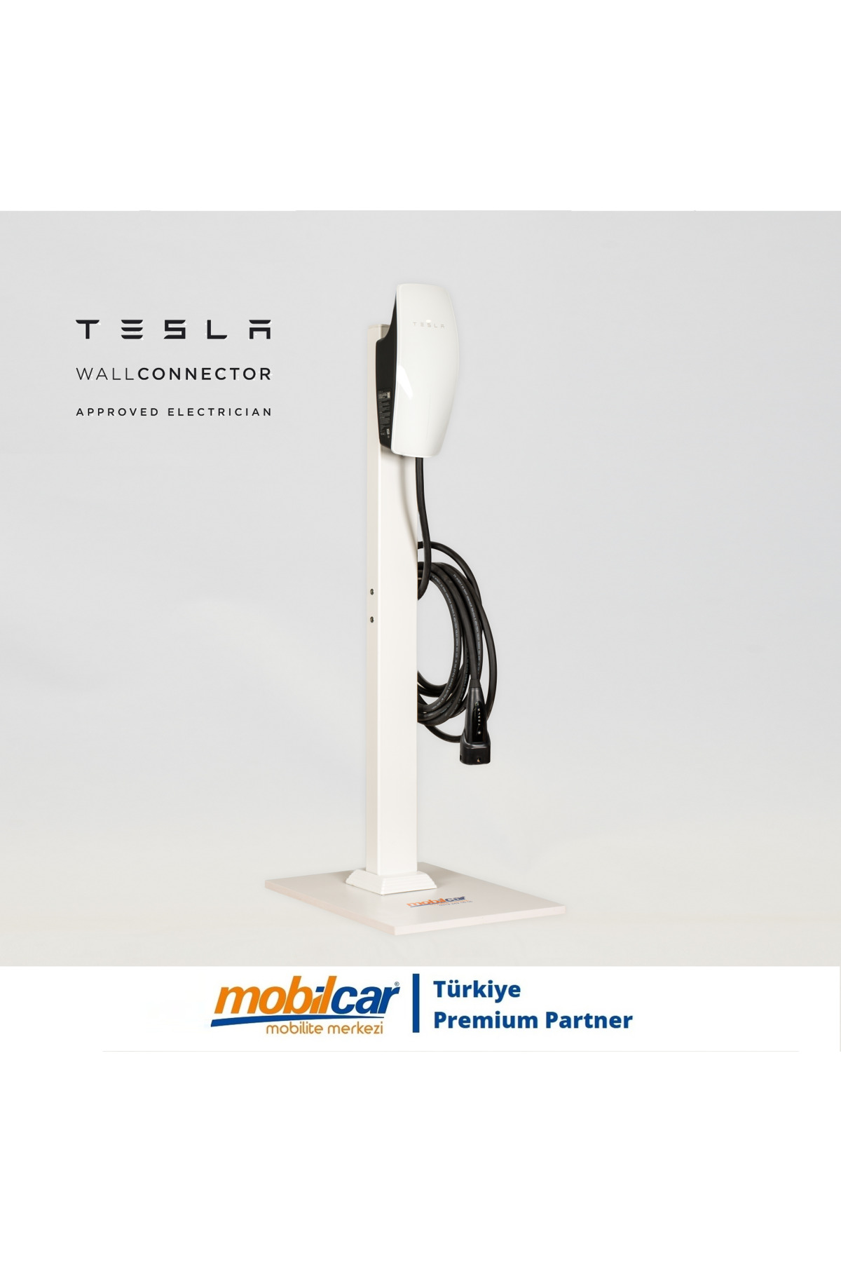 Tesla Wall Uyumlu Connector Şarj Ayağı Şarj Kaidesi Beyaz