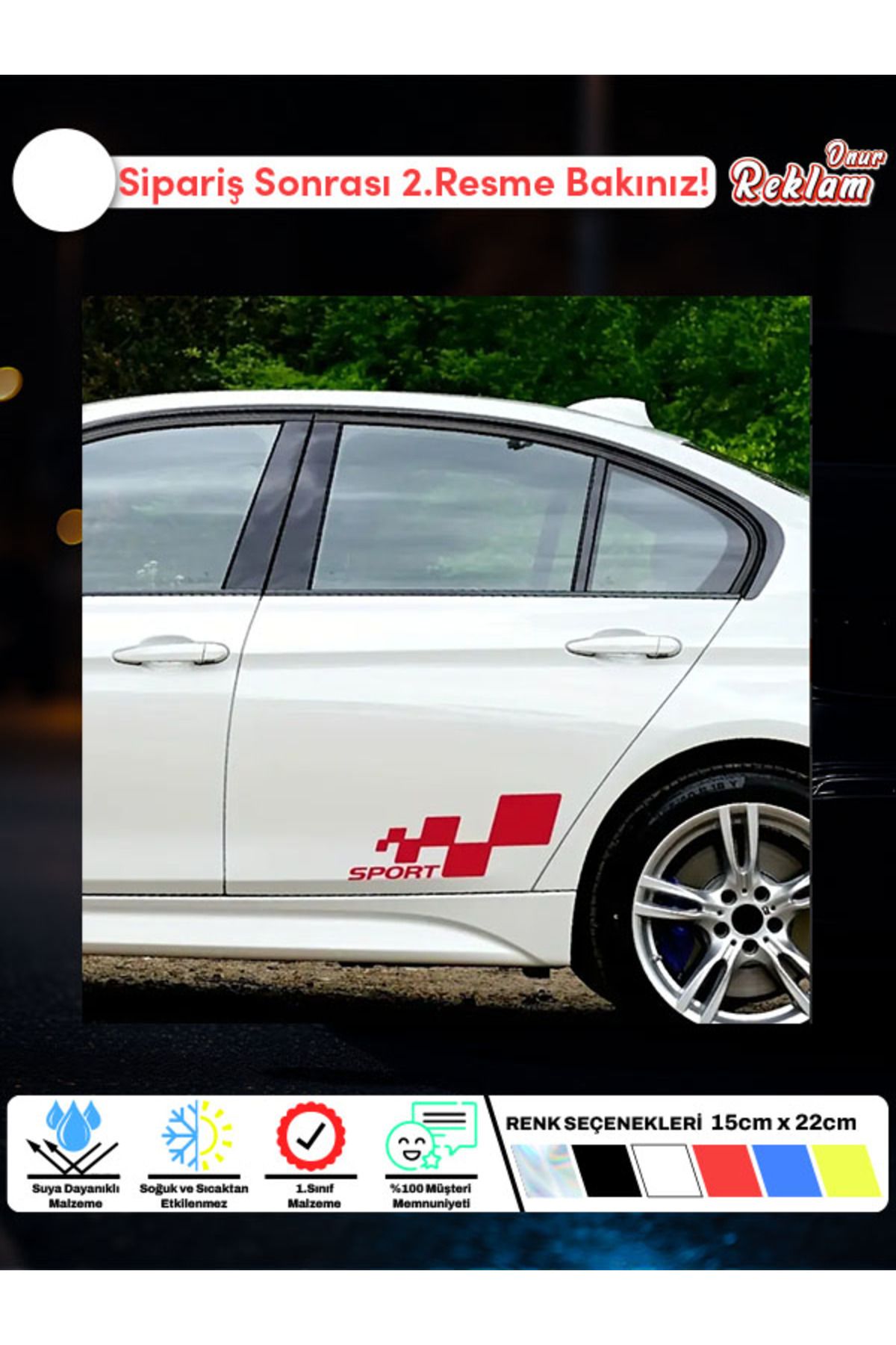 Onur Reklam SPORT Yan Kapı Araba Stickerı – Yarış Temalı Suya Dayanıklı Vinil Çıkartma