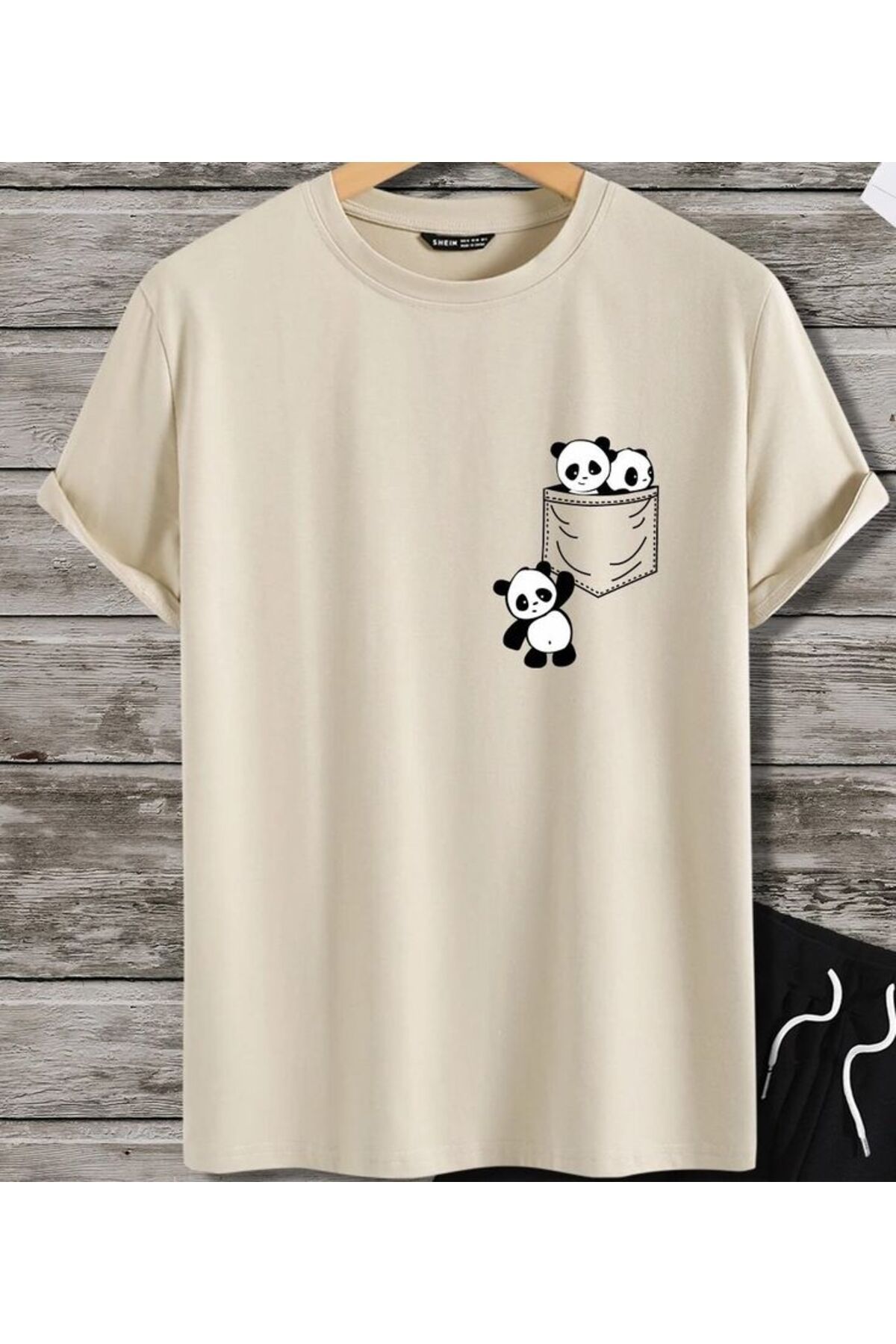 LAYORA Tatlı Panda Baskılı Oversize Tişört - unisex