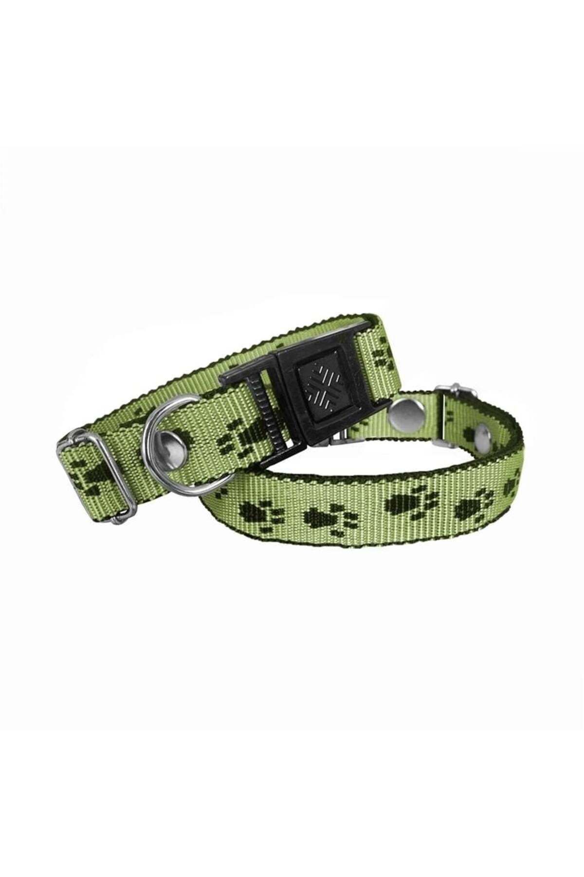 Zayla Köpek Tasması Patili Dokuma 2 cm - Min: 30 cm - Max: 50 cm Yeşil