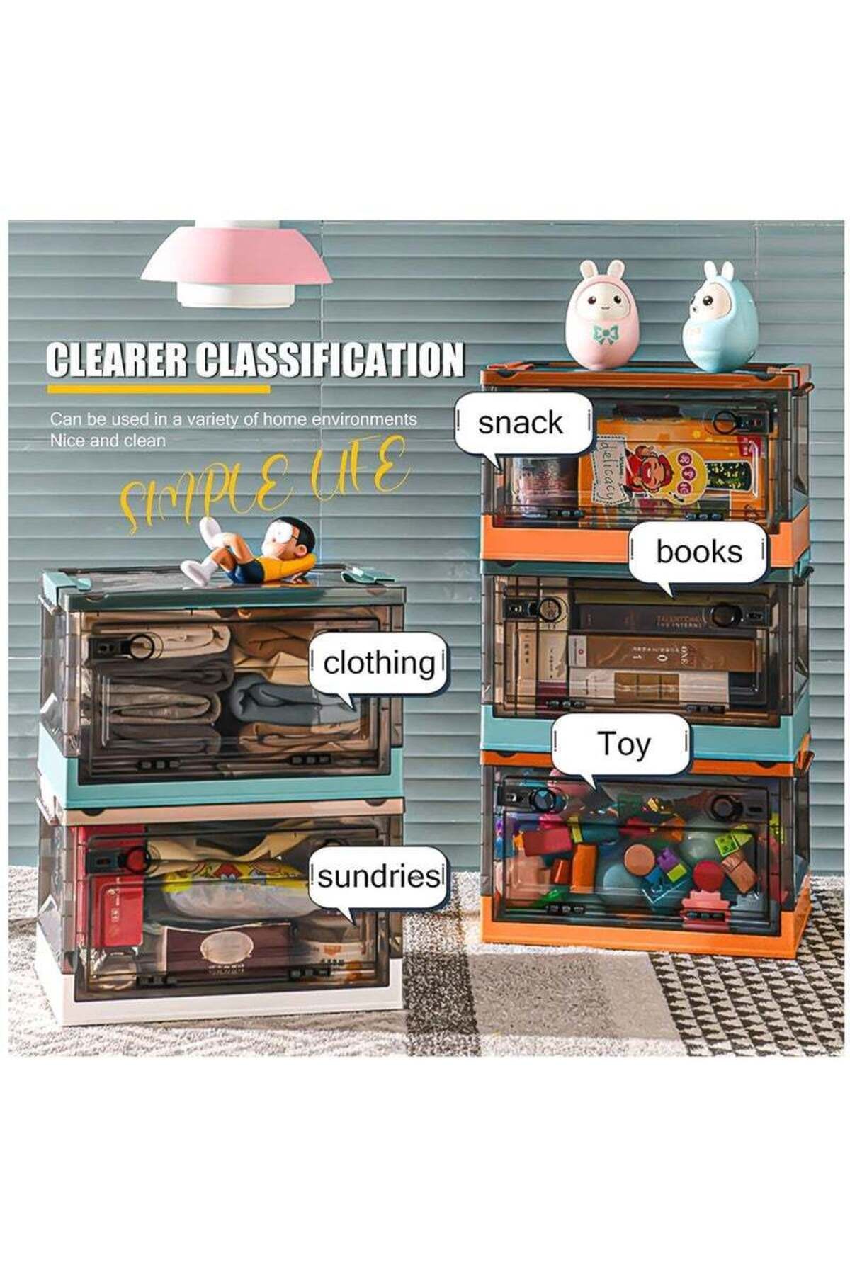 COOYA-2 Pack 40L Clear Folding Storage Boxes, Stackable Organization Cube Box for Home and Office 3