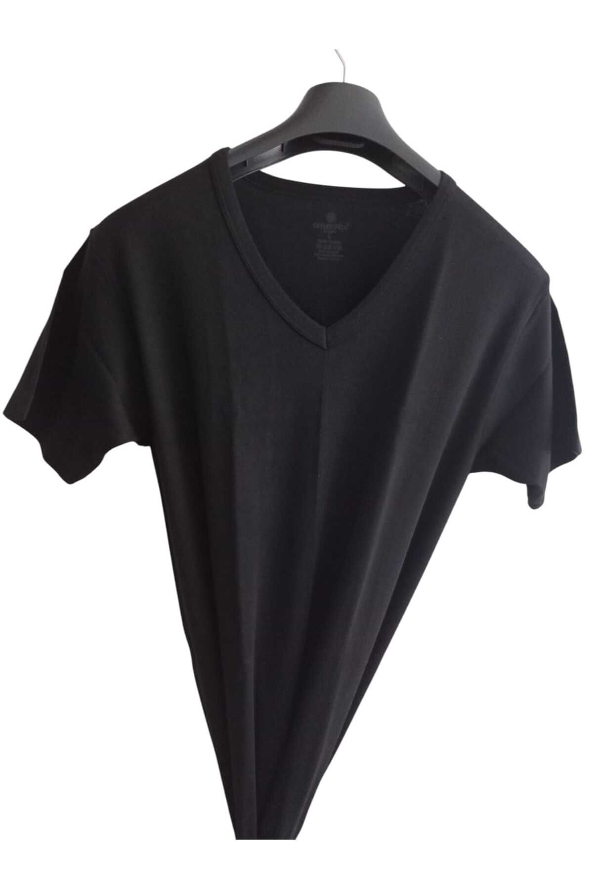 balkonda Tişört V yaka pamuklu cotton beyaz slim fit ekstra esnek unisex VTC1-1