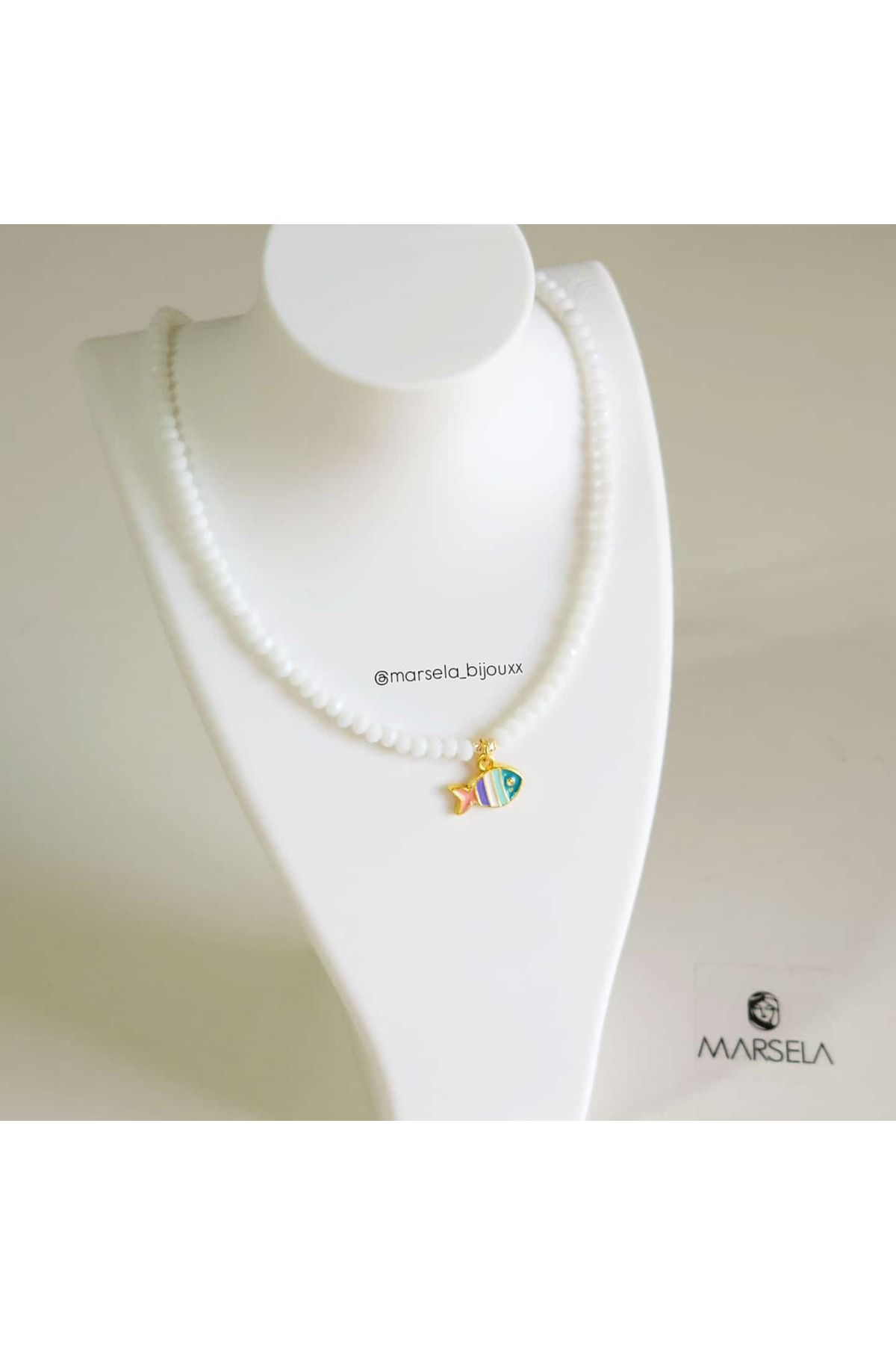 MORMAVİ Kristal Boncuk Kolye