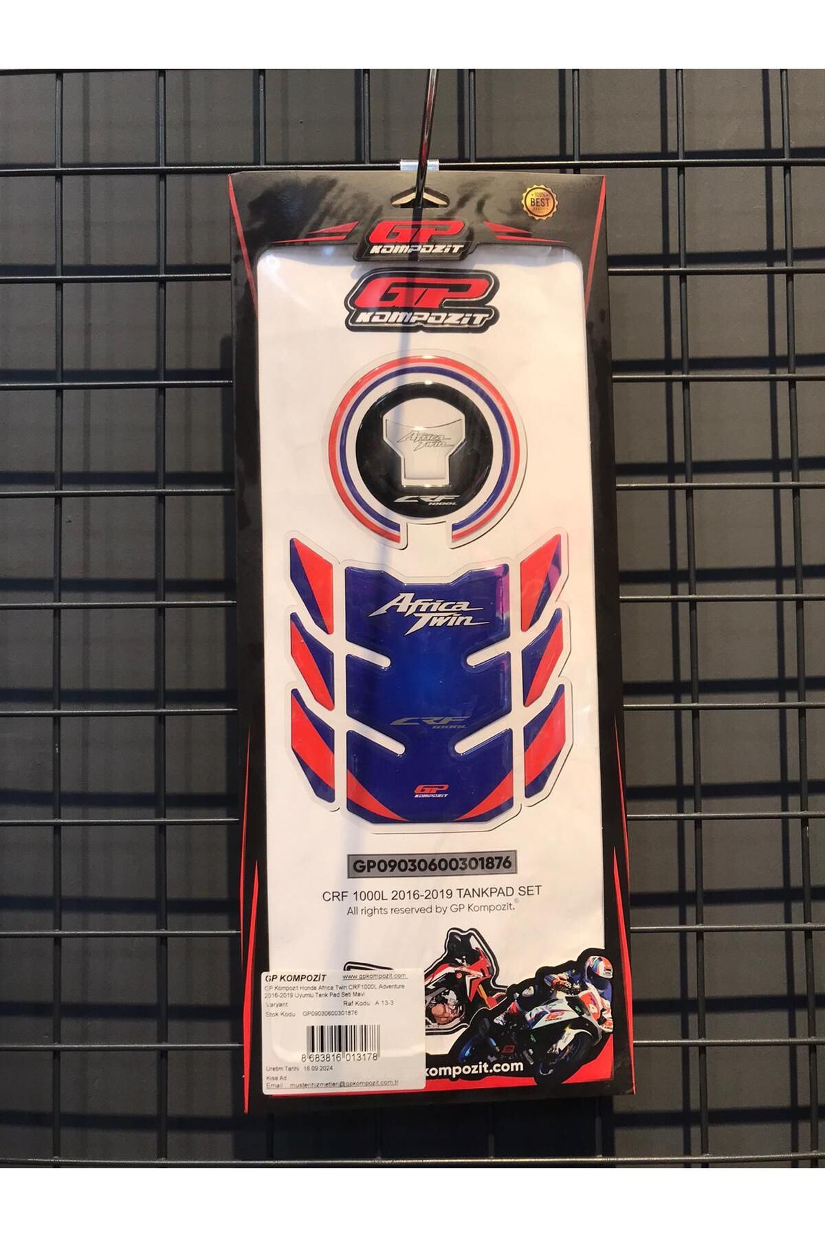 GP KOMPOZİT HONDA AFRİCA TWİN CRF 1000L ADVENTURE 2016-2019 UYUMLU MAVİ TANK PAD SETİ (3)