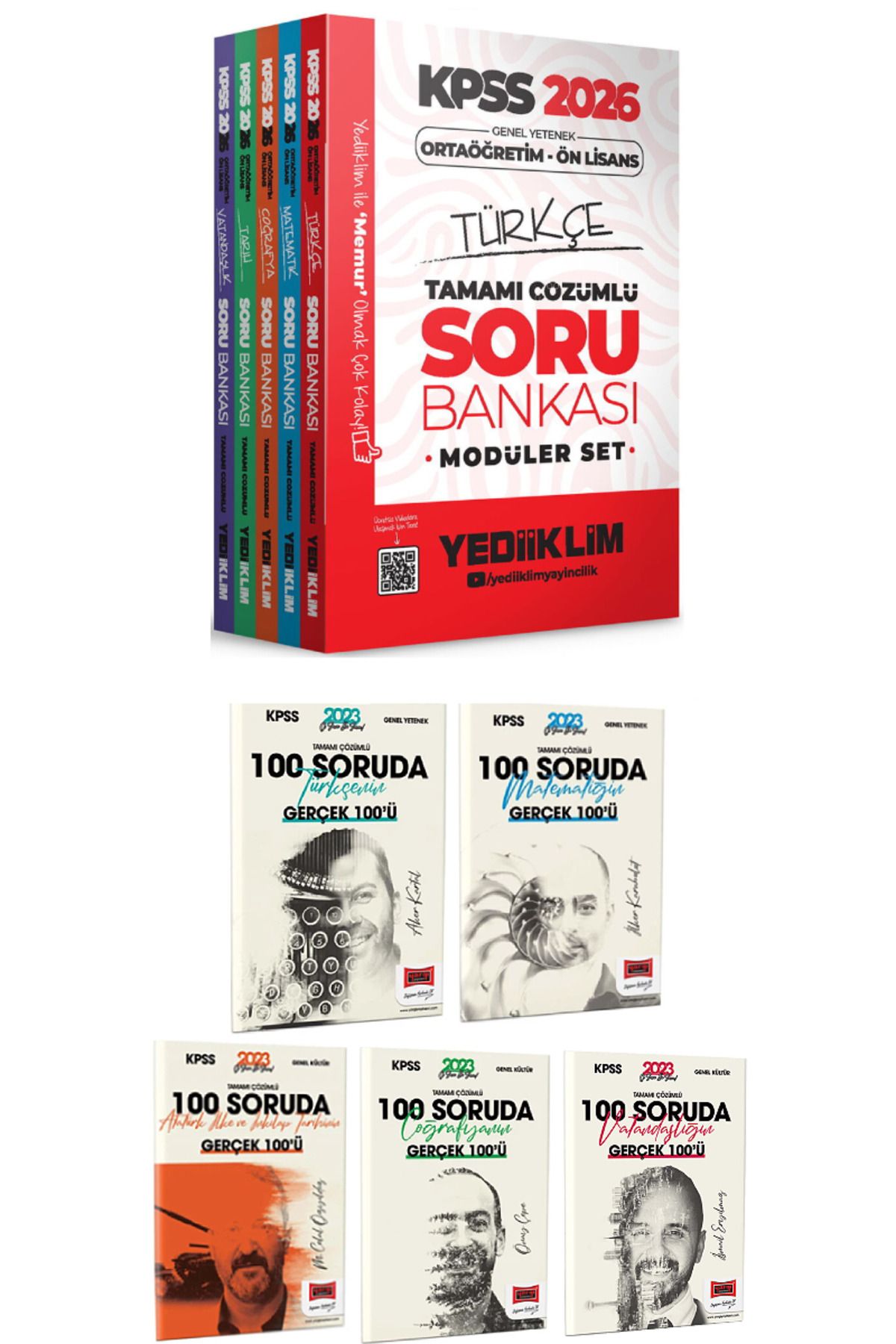 Yediiklim Yayınları KPSS 2026 Ortaöğretim Ön Lisans Soru Bankası Modüler Set+ Tüm Dersler 100 Soruda Gerçek 100'ü Seti
