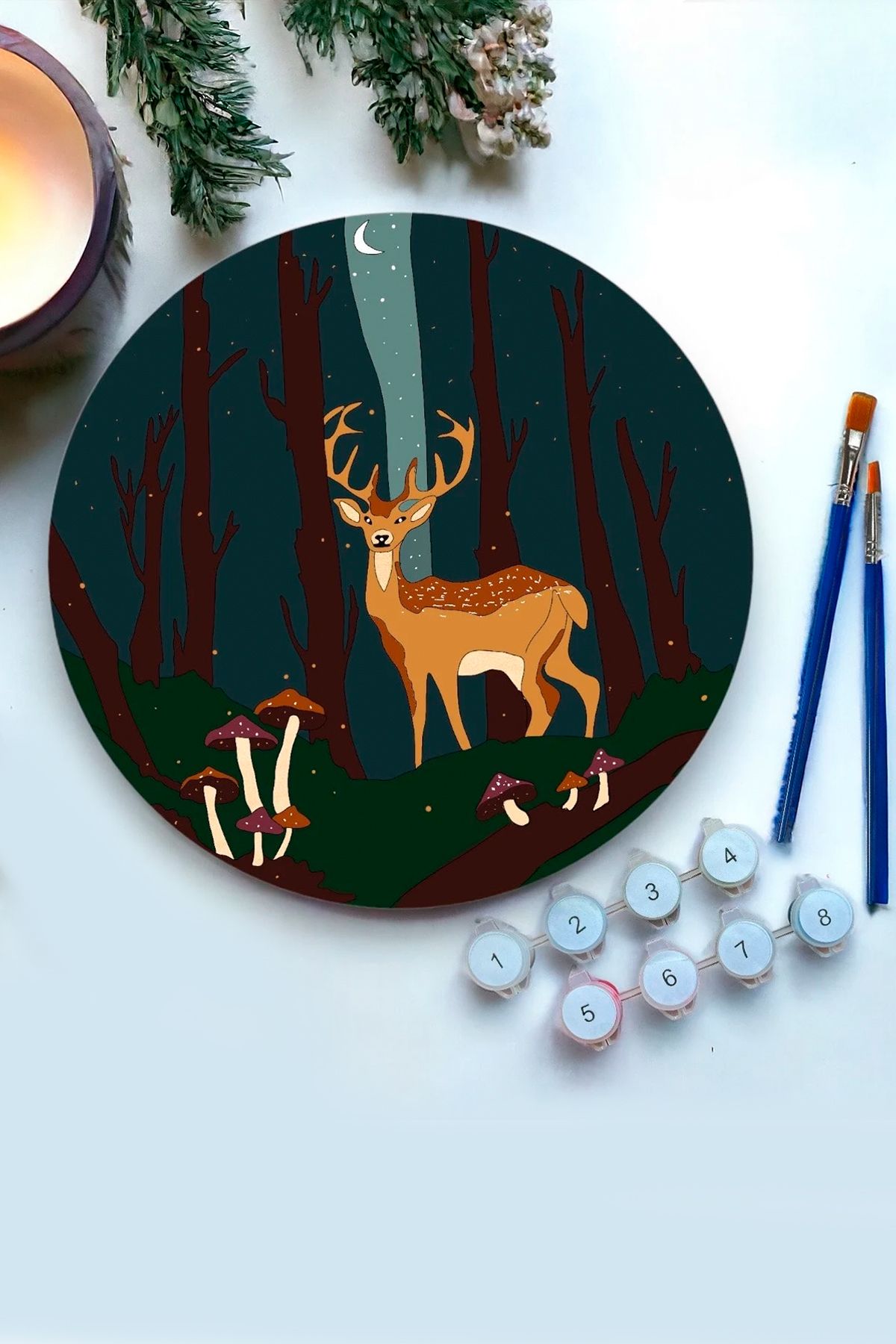 GONCA EĞİTİM Ahşap Sayılarla Boyama Seti – 25x25 Cm Alageyik Kendin Yap Hobi ve Aktivite Seti