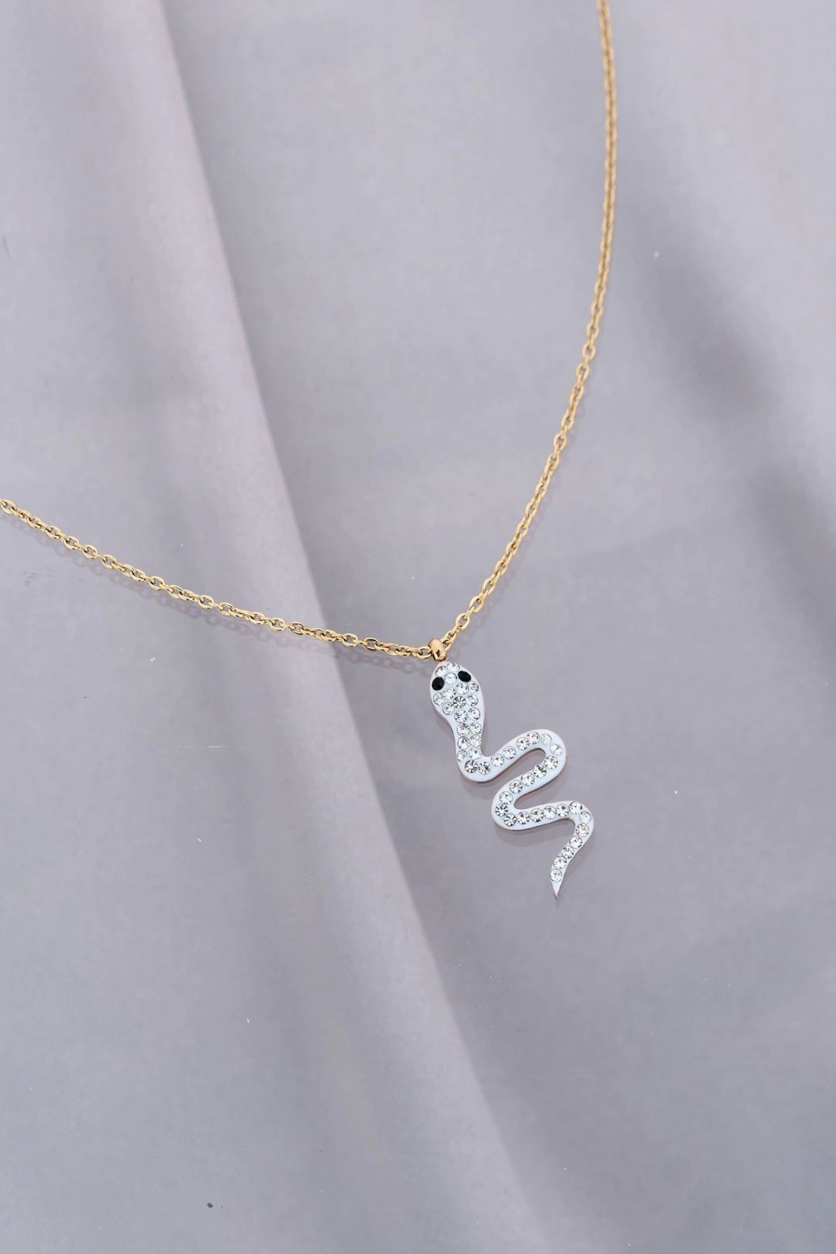 Clariss Trend Zirkon Taşlı Yılan Model Çelik Kadın Kolye