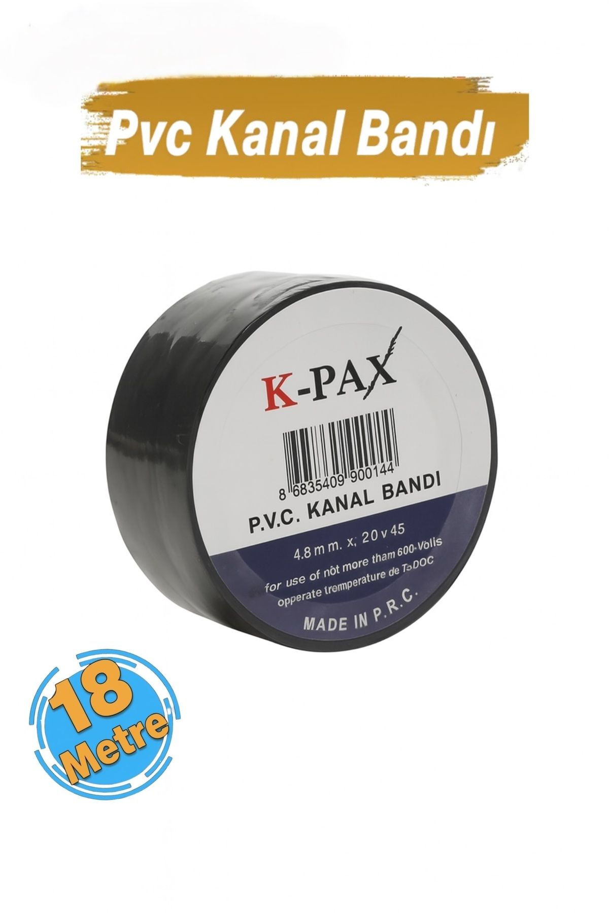 K-Pax Kpax Su Geçirme Yüksek Yapışma Güçlü Pvc Kanal Bandı 48 mm x 18 Metre