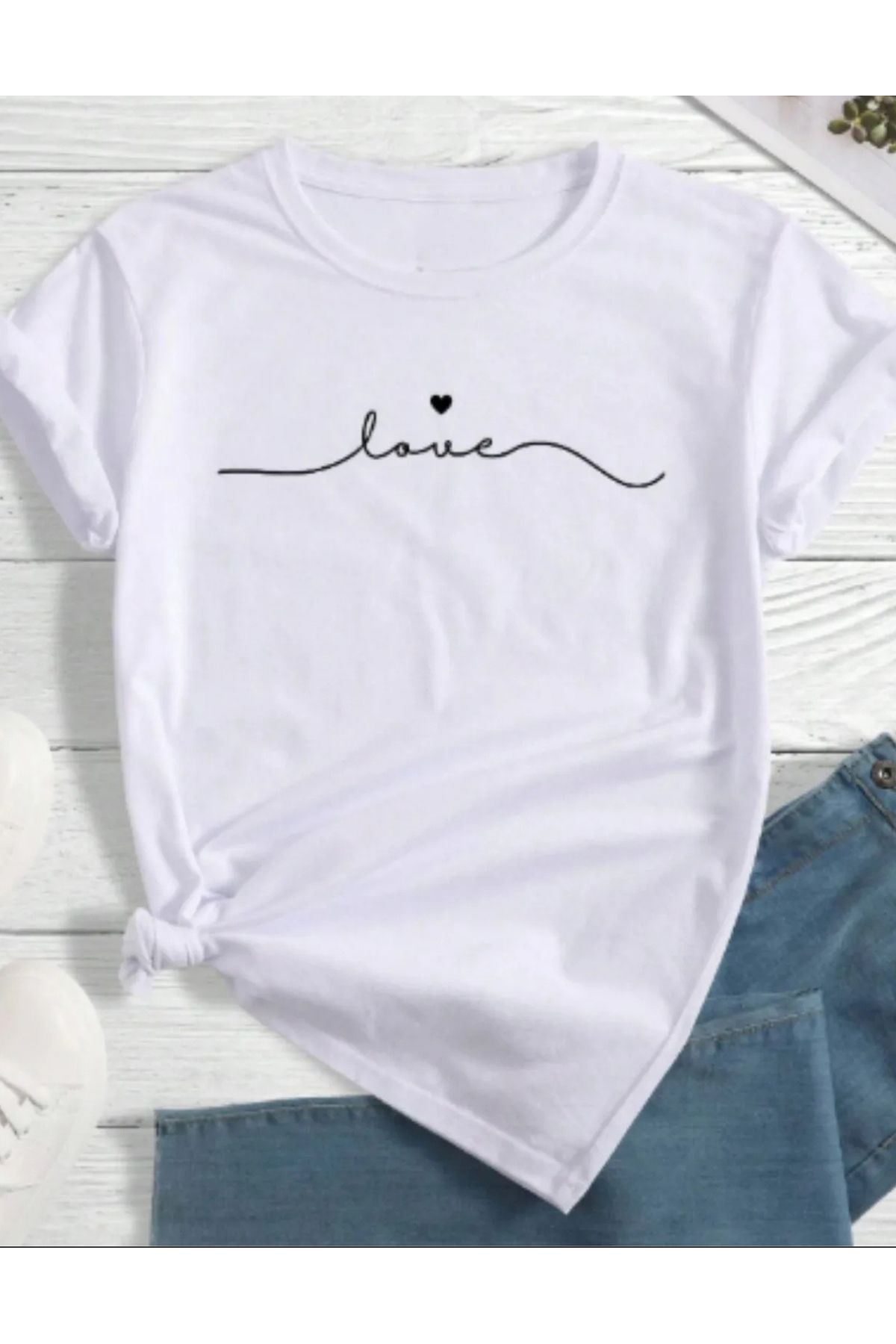 NEMESA Unısex Kadın/Erkek Baskılı Oversize Düşük Kol Bisiklet Yaka T-Shirt