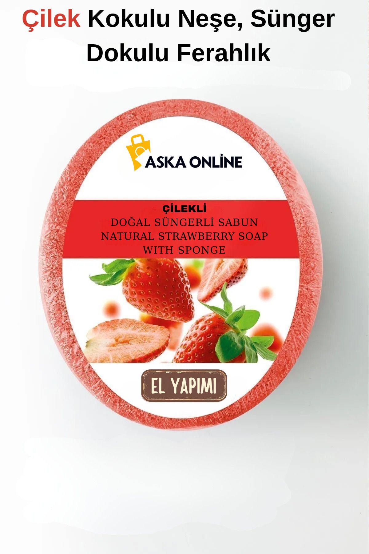 ASKA Çilekli Doğal Süngerli Sabun