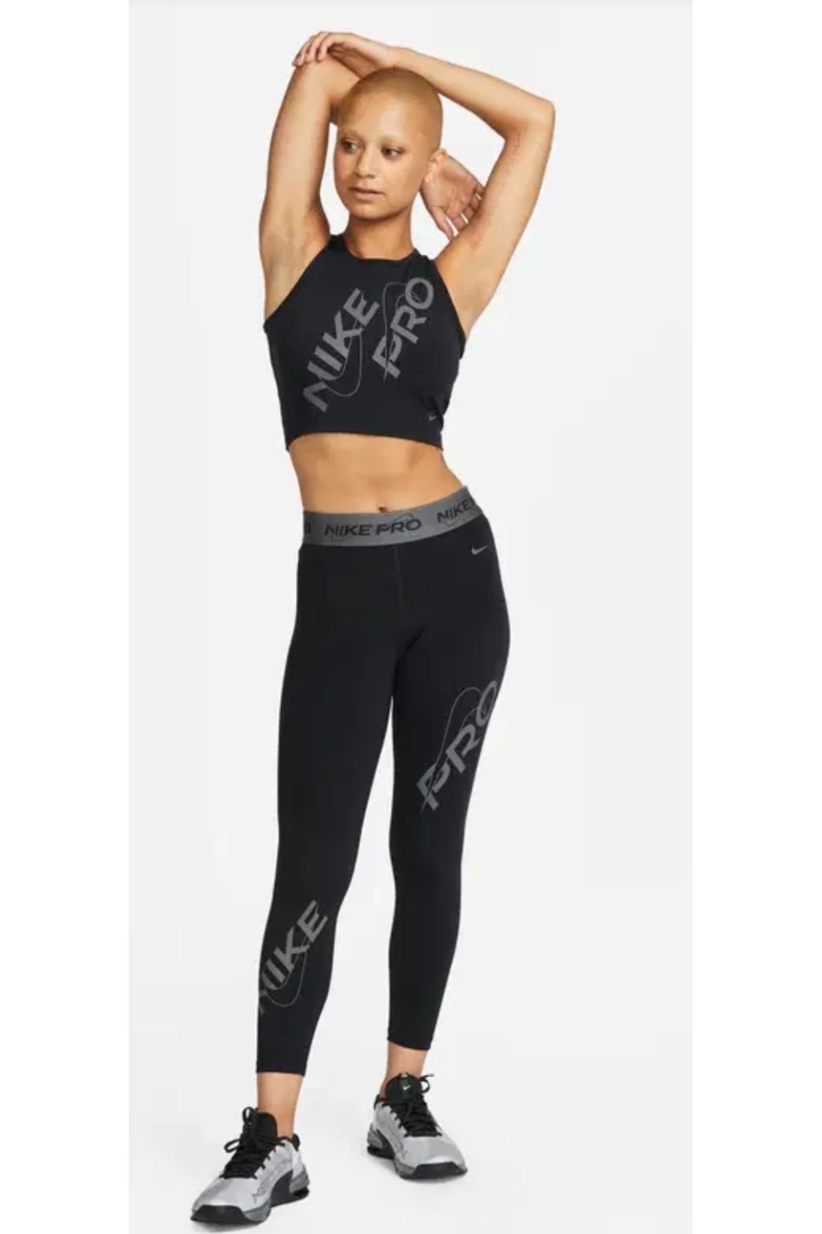 Nike Pro Dri-Fit Mid-Rise 7/8 Graphic Training Kadın Tayt FB5488-010 yakamoz spor