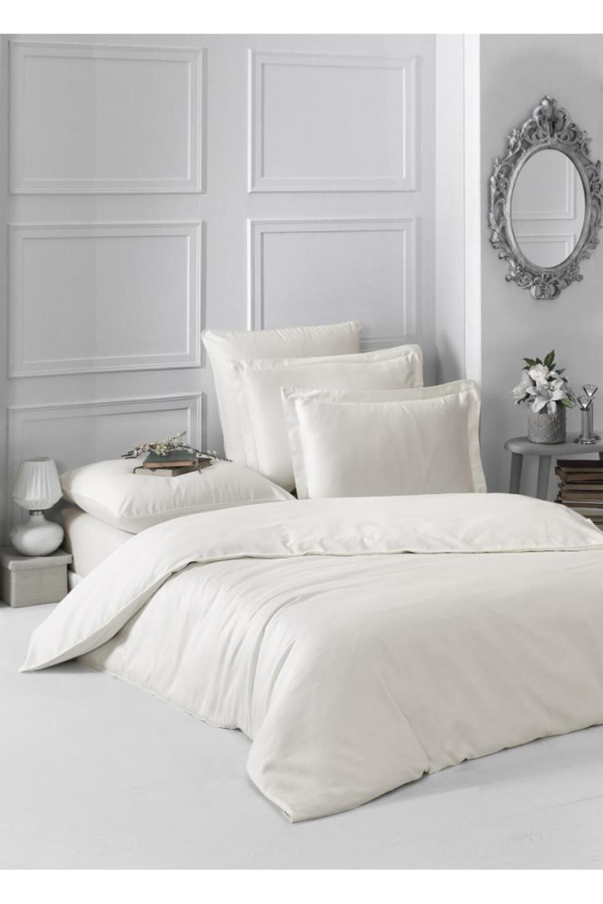 Karna Home Saten Nevresim Takımı Tek Kişilik Sütlü -160x220