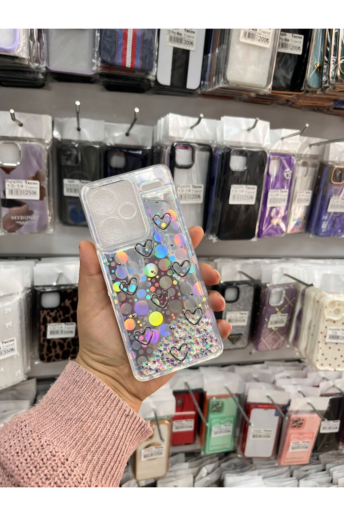 TECNOTREND Xiaomi Redmi Note 13 Pro Plus Sulu parıltılı Hologramlı şeffaf silikon kılıf