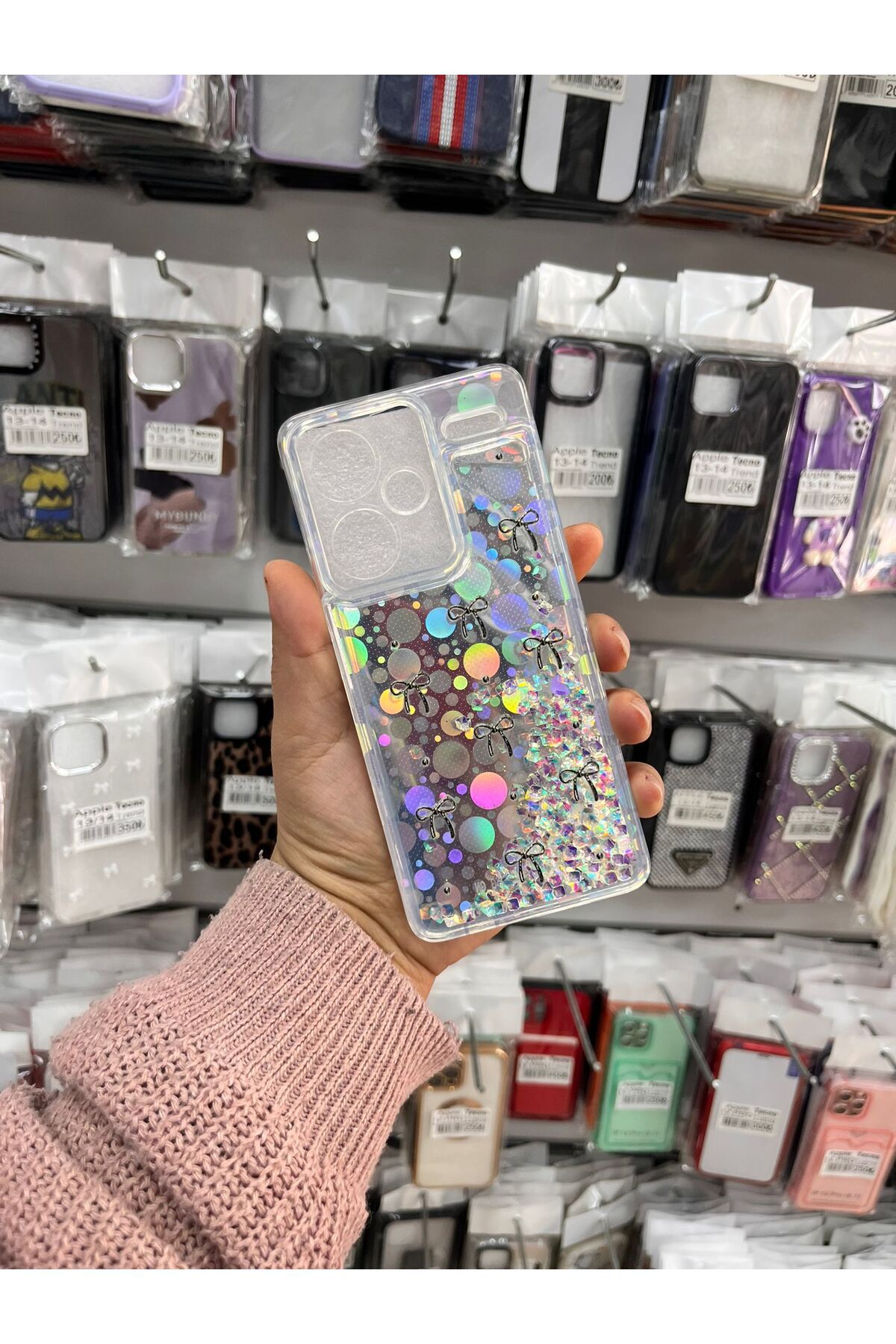 TECNOTREND Xiaomi Redmi Note 13 Pro Plus Sulu parıltılı Hologramlı şeffaf silikon kılıf