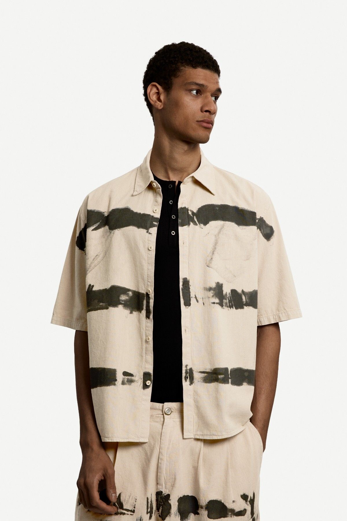 Bershka Boxy fit kısa kollu batik gömlek