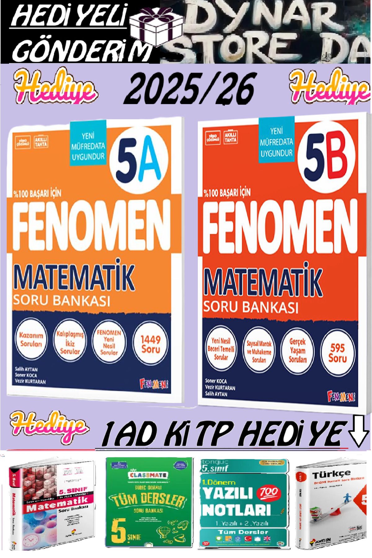 Fenomen Yayıncılık Fenomen 5.sınıf Matematık (A) ve (B) Soru Bankası Hediyeli 2025-26 Dynar Store