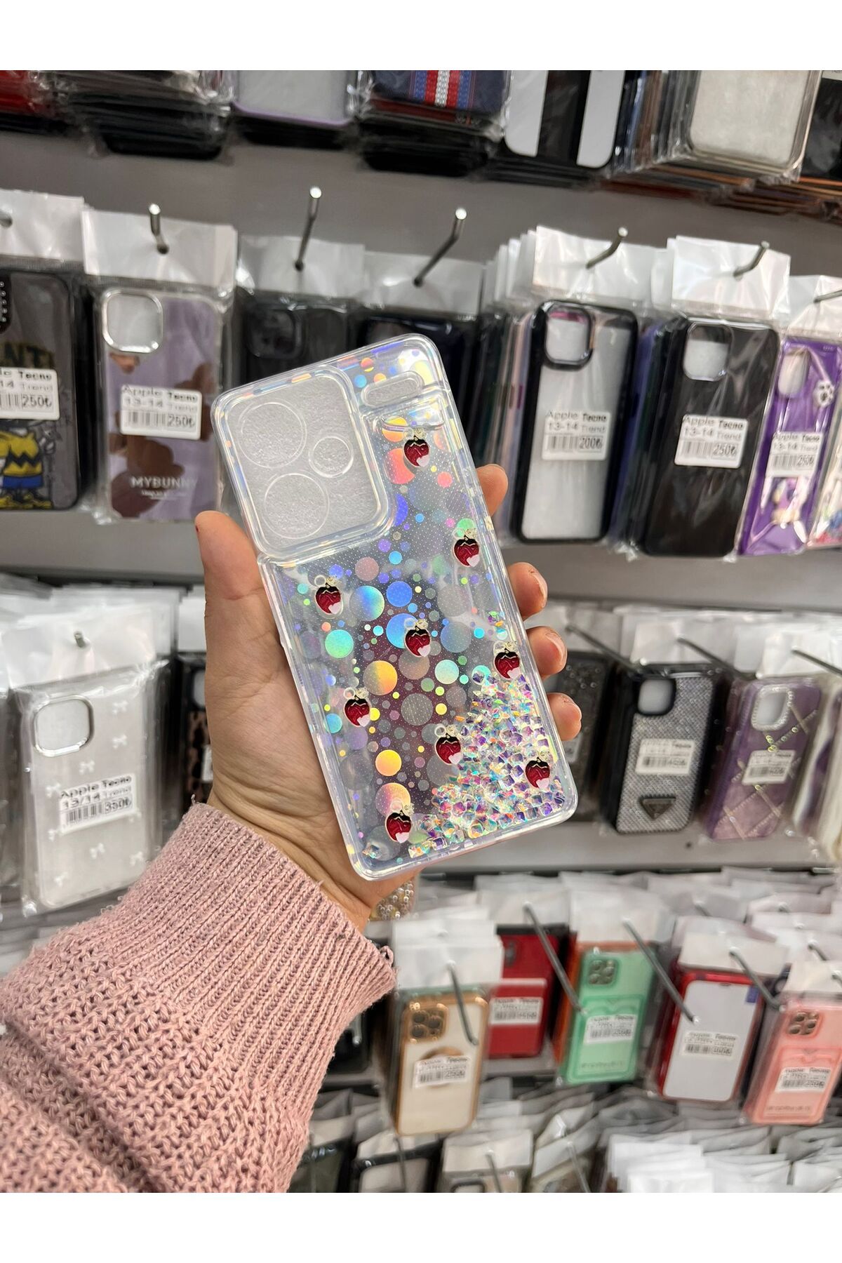 TECNOTREND Xiaomi Redmi Note 13 Pro Plus Sulu parıltılı Hologramlı şeffaf silikon kılıf