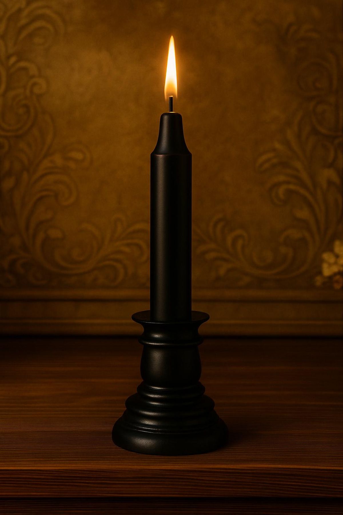 VINTAGE CANDLES Siyah Mat Şamdanlı Mum