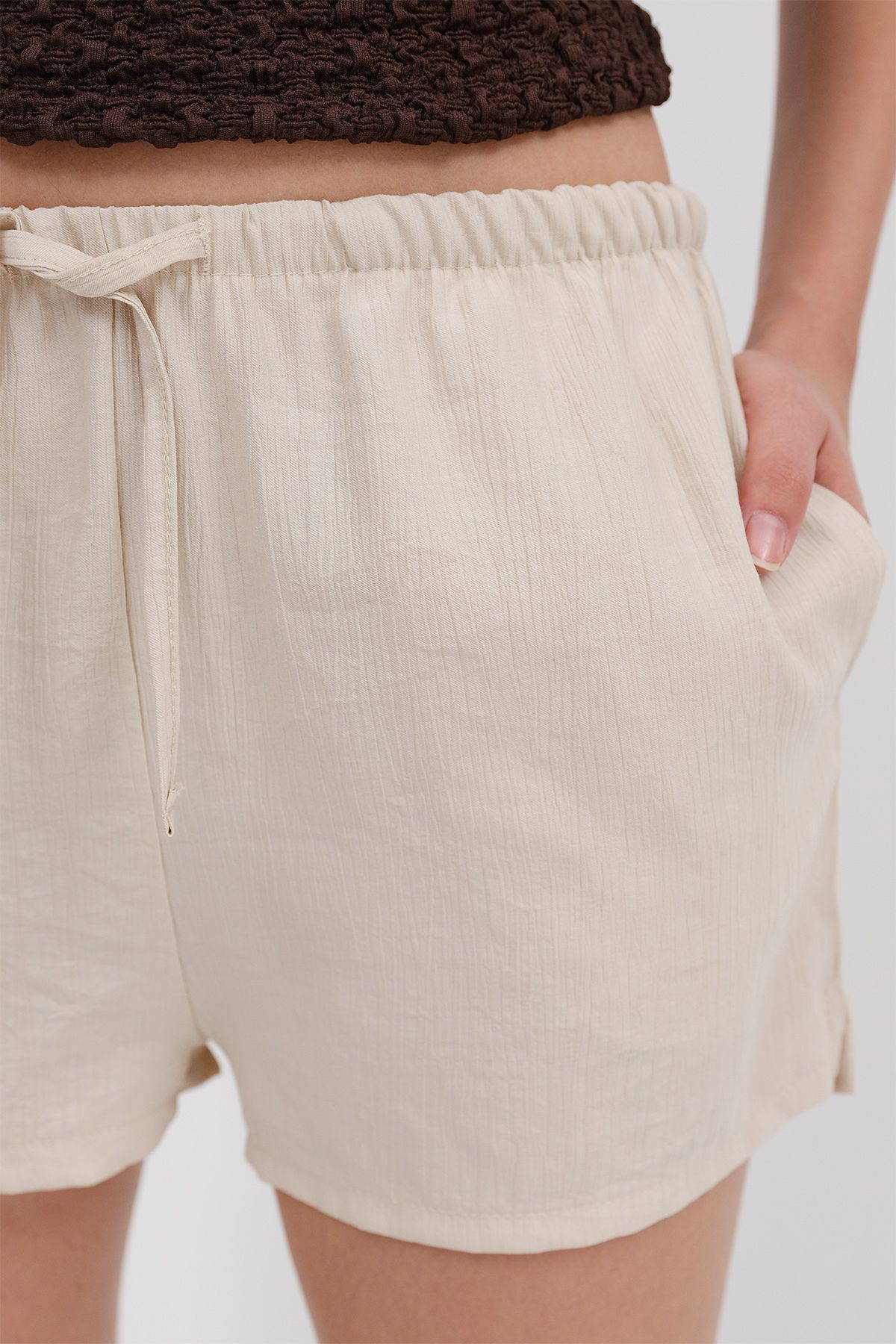 Addax-Elastic Waist Shorts Ş10474 3