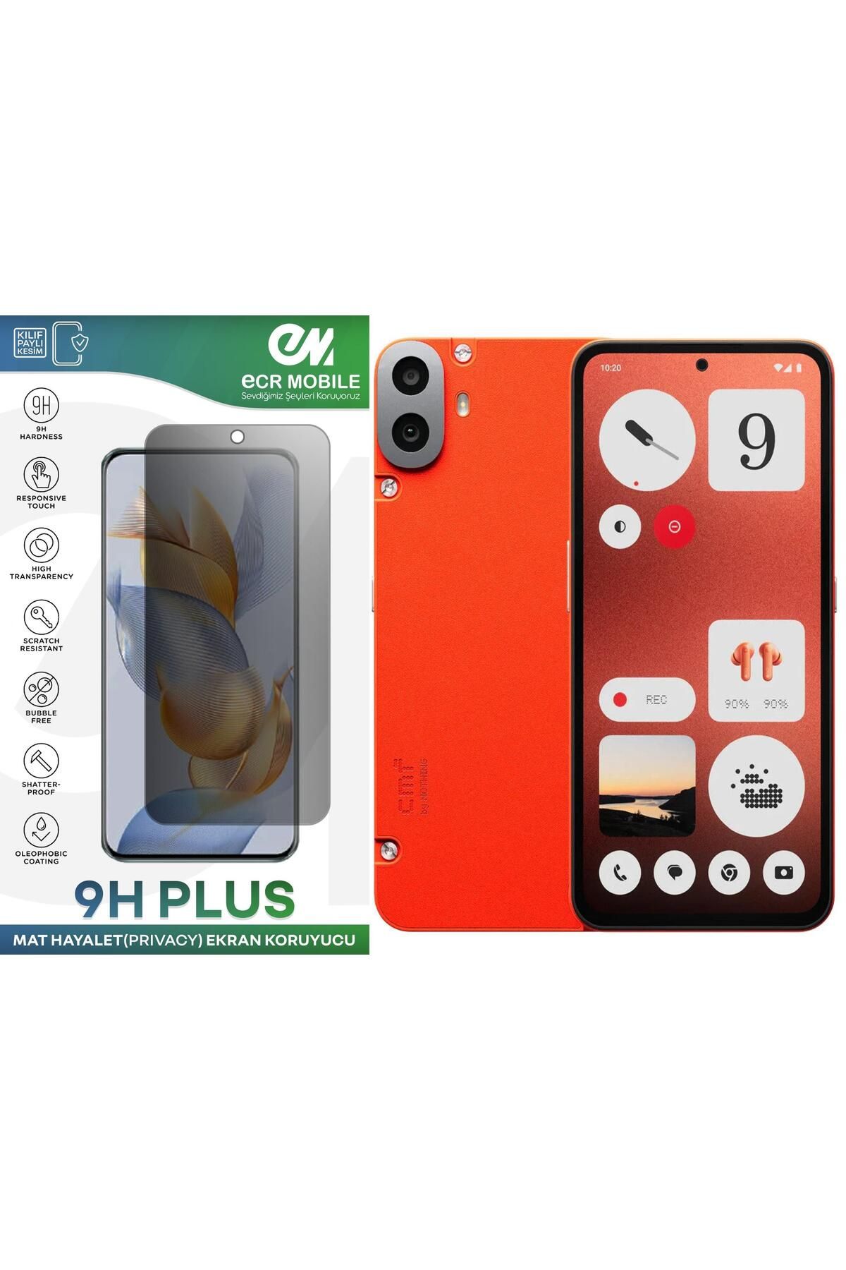 Ecr Mobile CMF Phone 1 Ekran Koruyucu Tam Uyumlu 9H Esnek Nano Kırılmayan MAT HAYALET(Privacy)