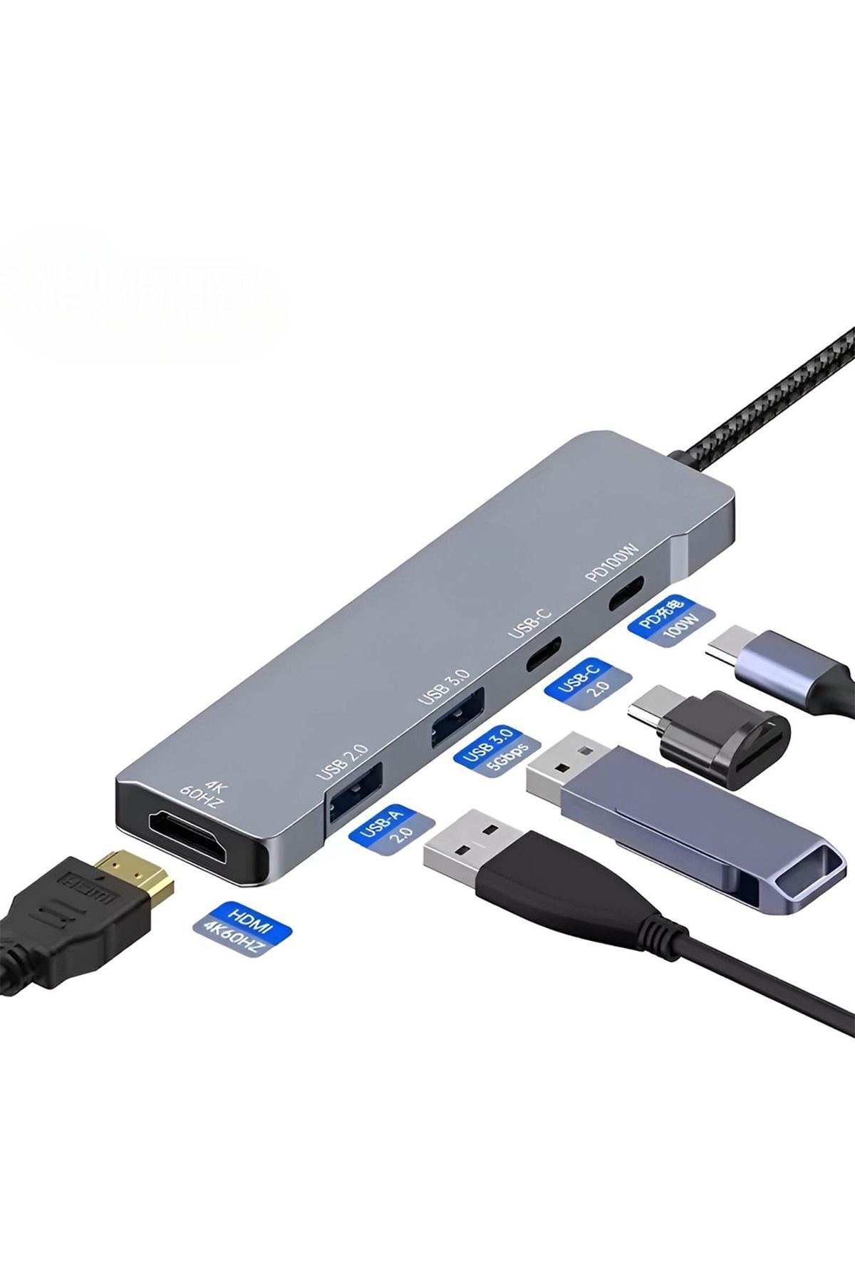 bovinox Type-C Hub Dönüştürücü 5 in 1 HDMI USB PD Çevirici Çoklayıcı