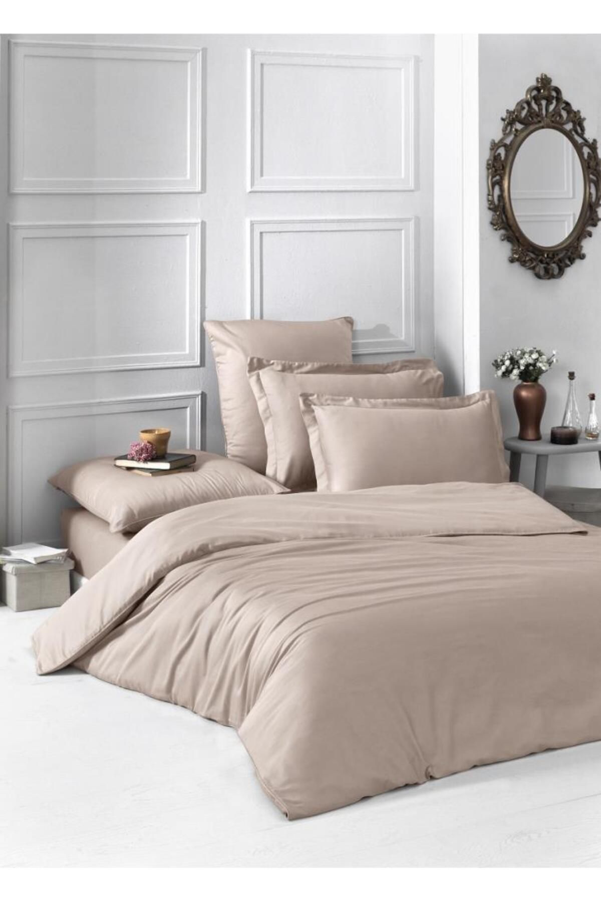 Karna Home Saten Nevresim Takımı Tek Kişilik Sütlü -160x220