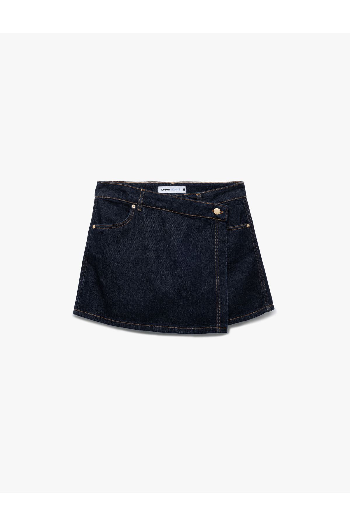 Koton Pamuklu Normal Bel Asimetrik Kesim Düğmeli Denim Şort Etek