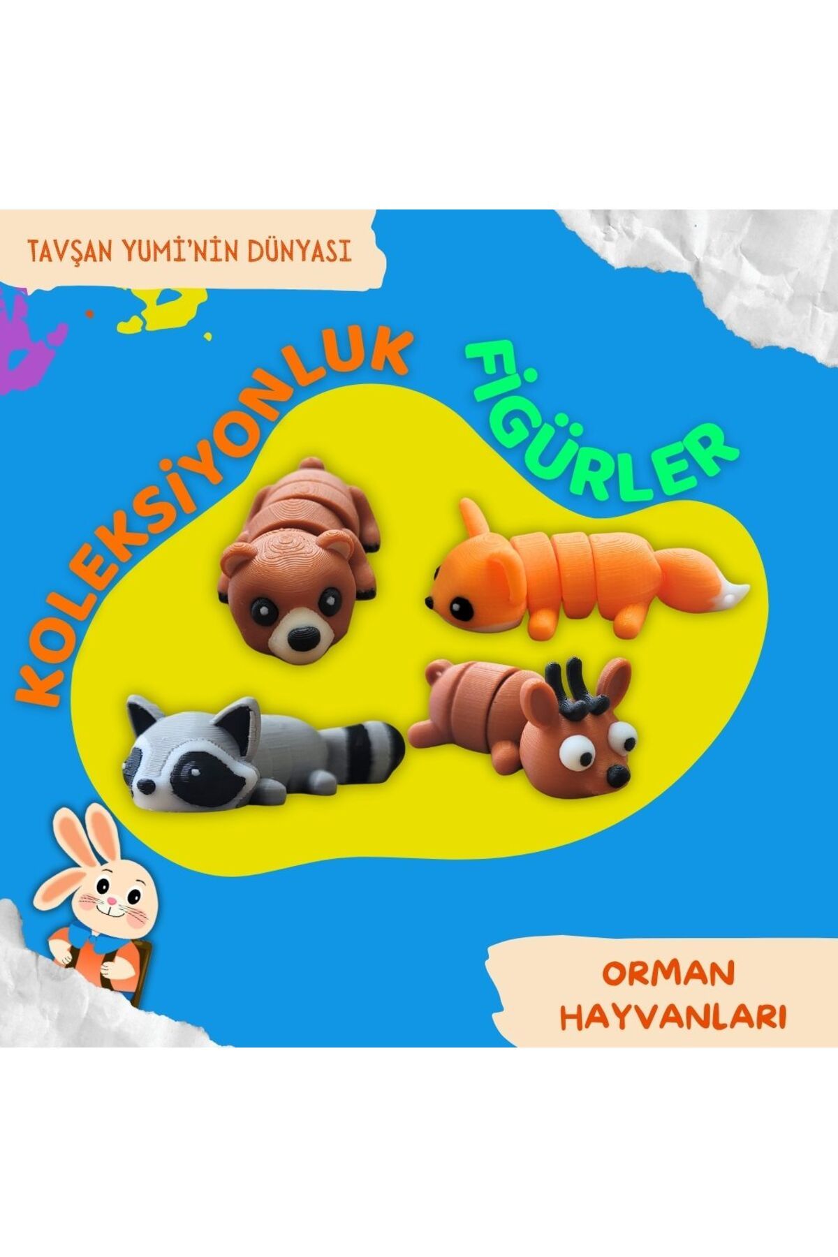 Tavşan Yumi Orman Hayvanları Koleksiyonu - 4 Parça Hareketli Oyuncaklar