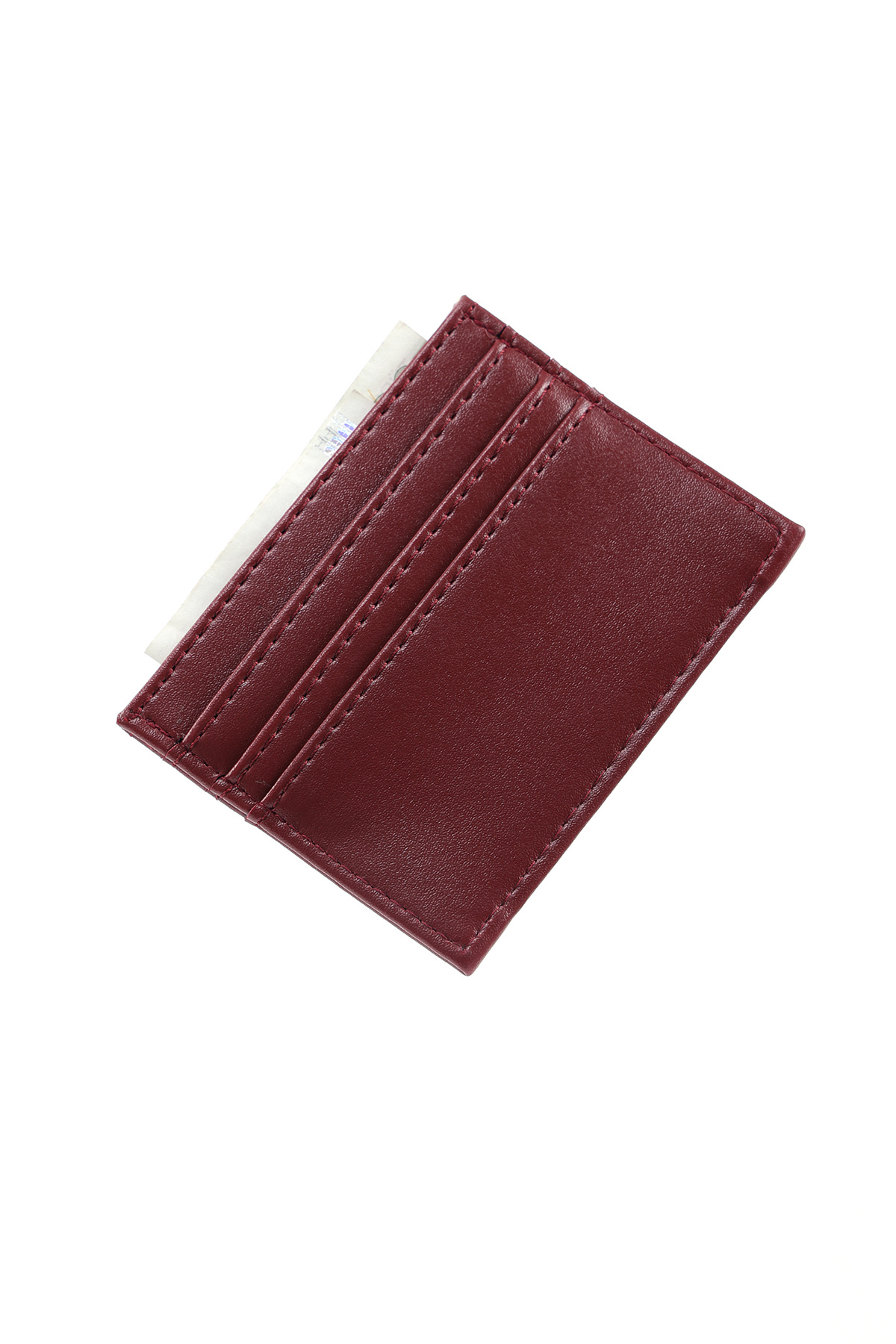 SHAKA Bordo SHK68 Unisex Suni Deri Süper İnce Model Kağıt Para Bölmeli Kredi Kartı Ve Kartvizitlik Kartlık görsel 8