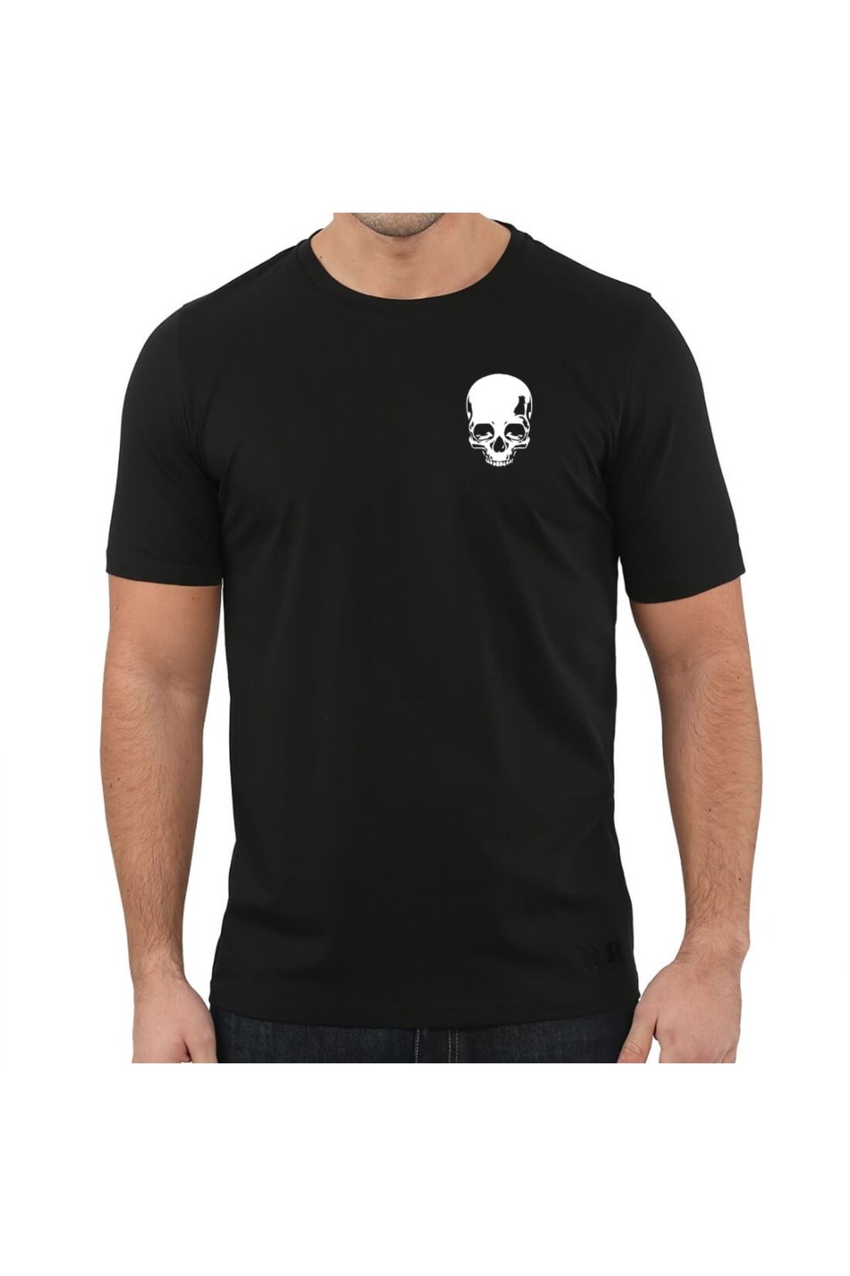 Alfa Giyim Tasarım Kurukafa Skull Göğüs Logo baskılı Tişört