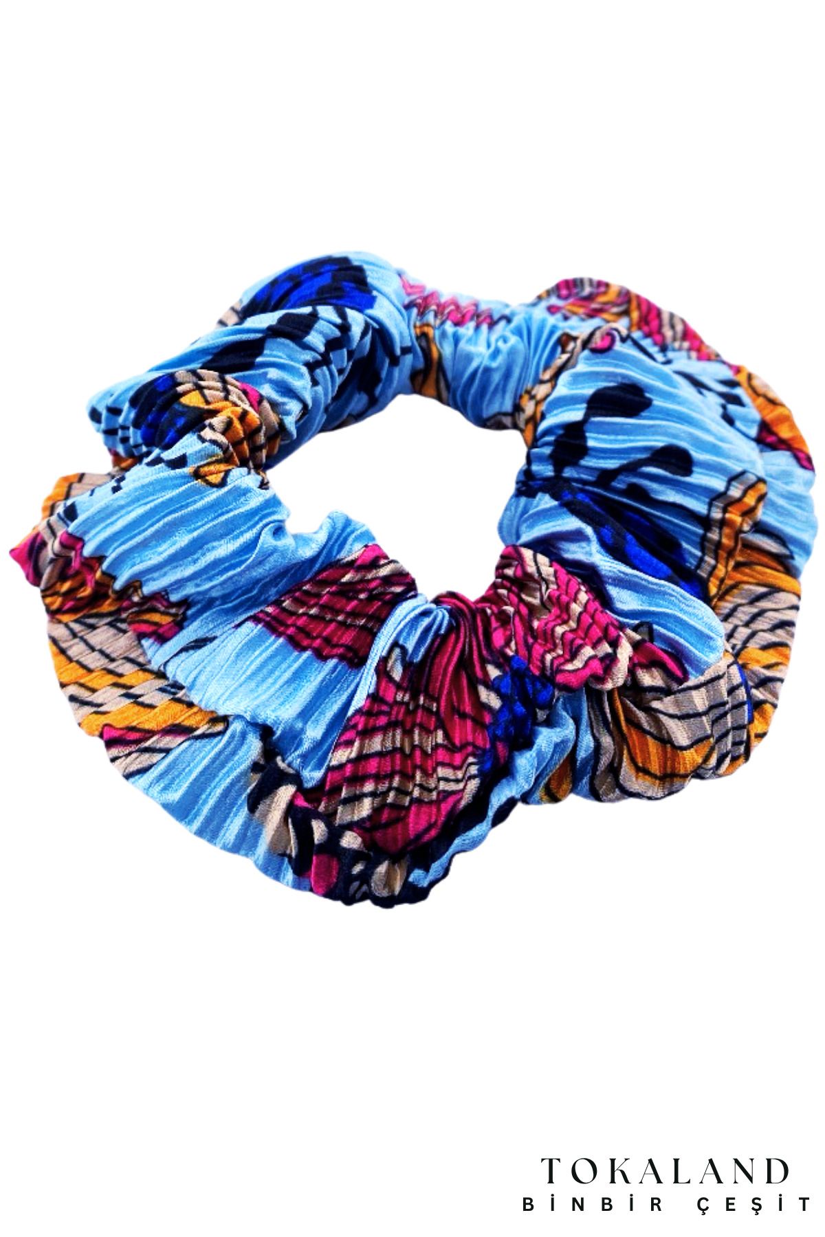 TOKALAND Scrunchie Simit Toka - Kadın Saten Kumaş Simit Toka - Karışık Renkler Lastik Toka