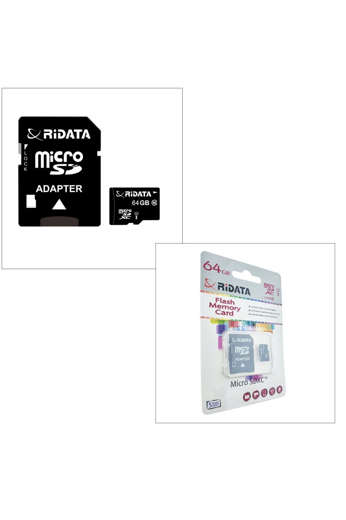 ridata-64GB microSDXC UHS-I U1 A1 memory card, RiDATA Flash Memory, with SD adapter, class 10 4