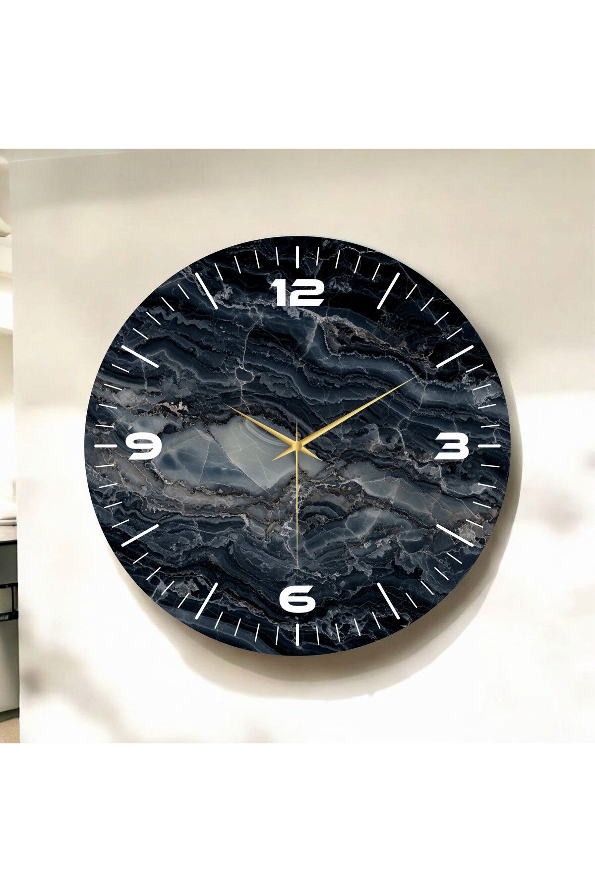AA Shop Renkli Baskı Desenli Sayılı Hediyelik Ahşap Sessiz Duvar Saati 50cm